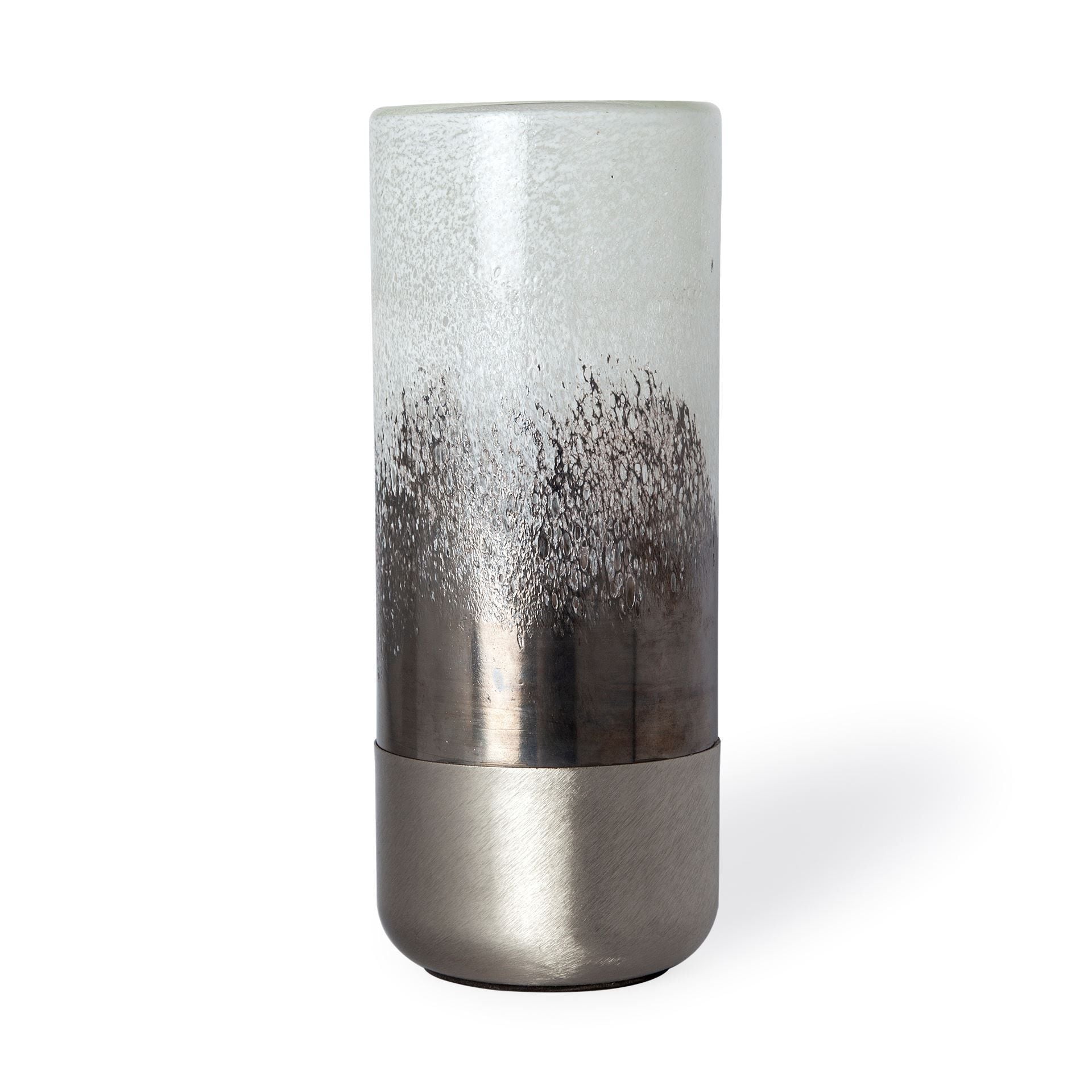 Slickblue Modern White Crystal Glass Decorative Table Vase with Cylinder Shape for Living Room Bedroom Dining Room Table or Desk Display