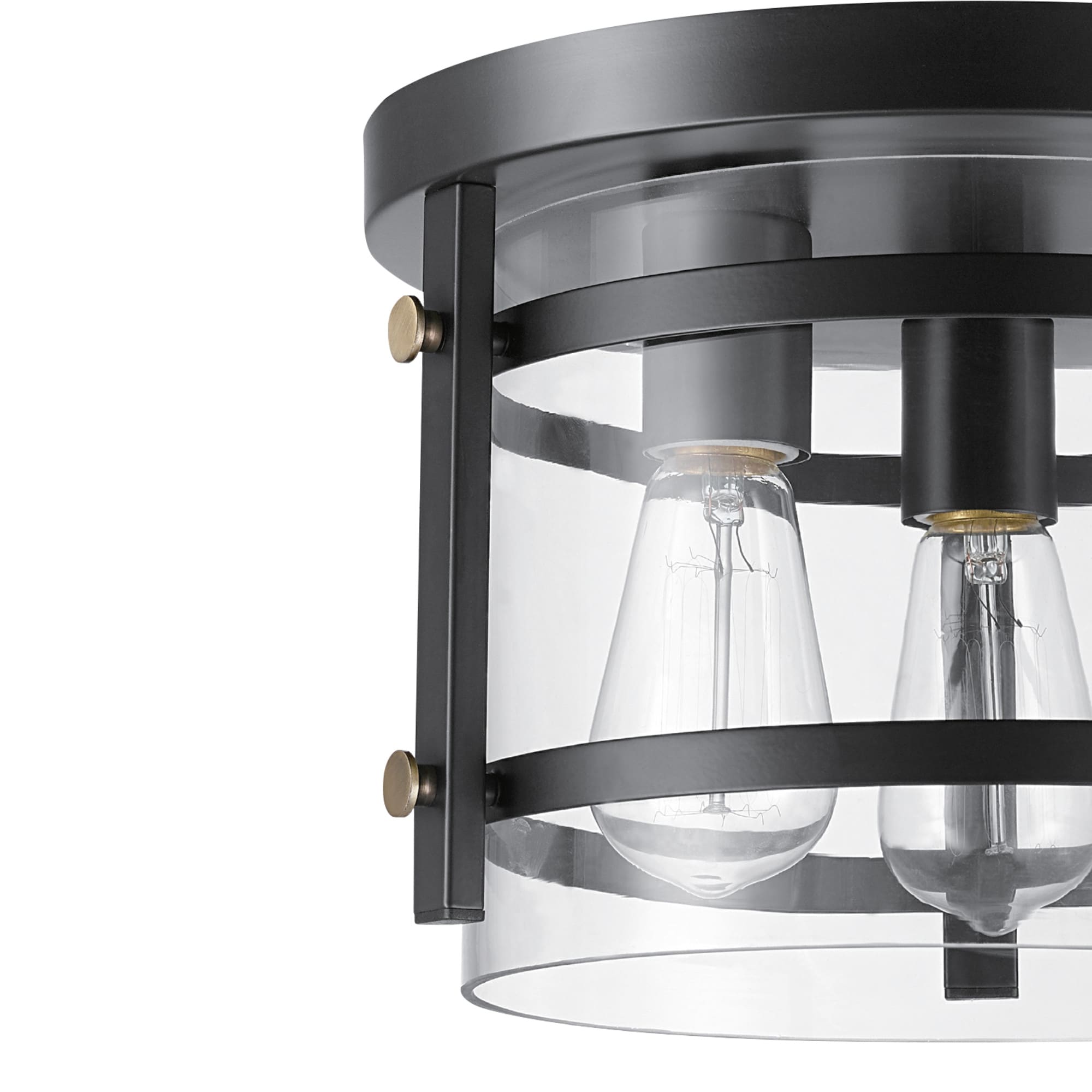 Wexford 3-Light Dark Bronze and Clear Glass Flush Mount