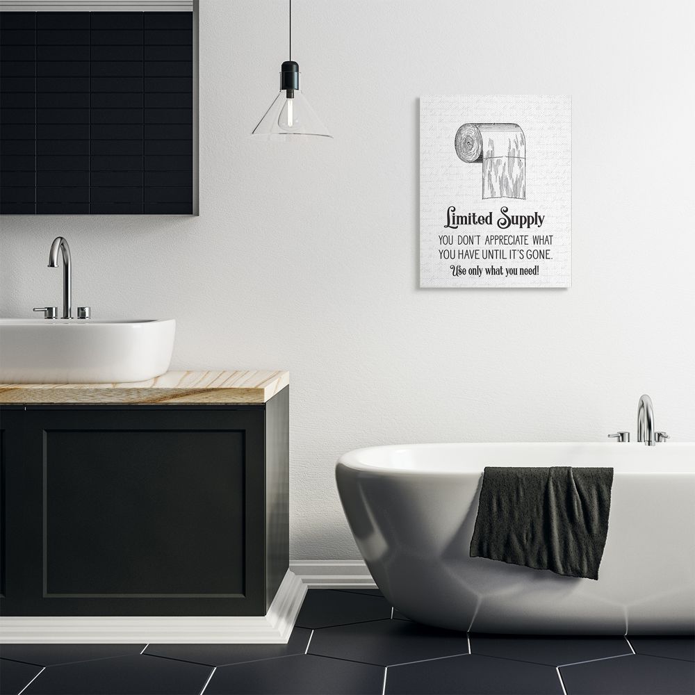 Stupell Industries Lettered and Lined 30-in H x 24-in W Bath Print on ...