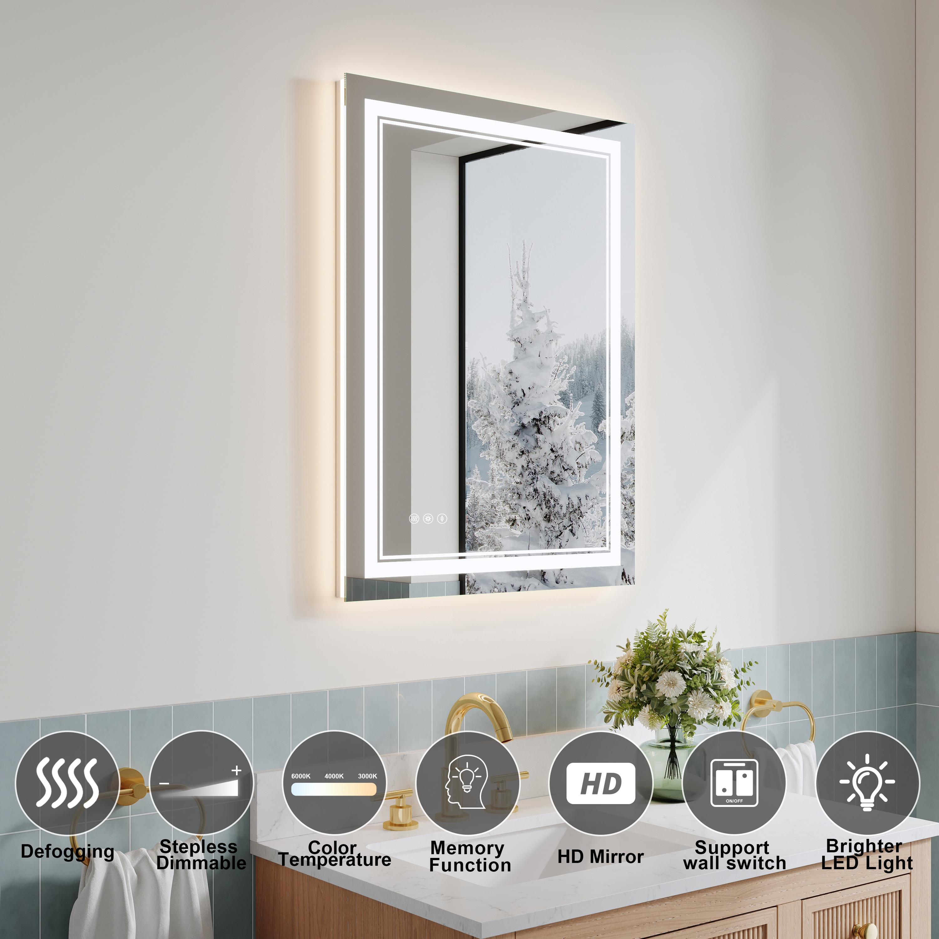 WELLFOR DTG-3224M3ZK1 Framed-Bath-Mirrors - View #6