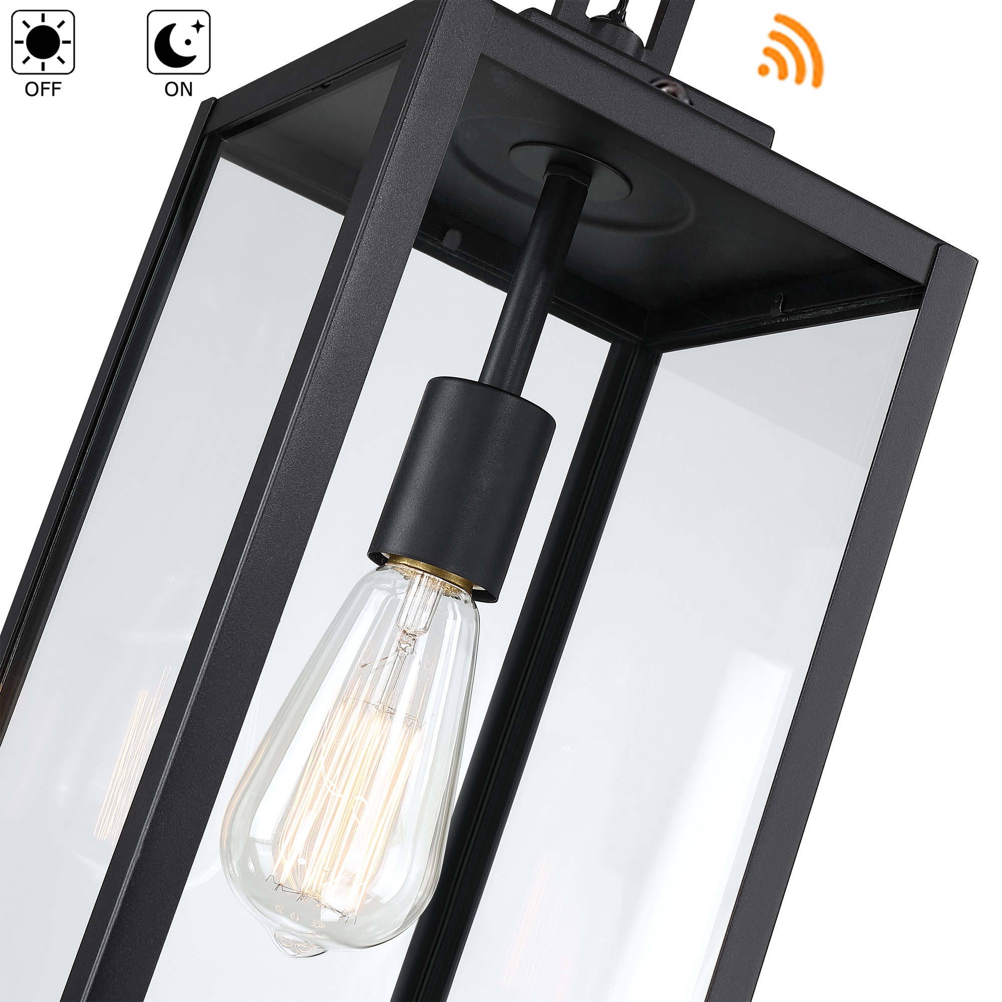 Matte Black Outdoor Hanging Lantern with Clear Glass Shade