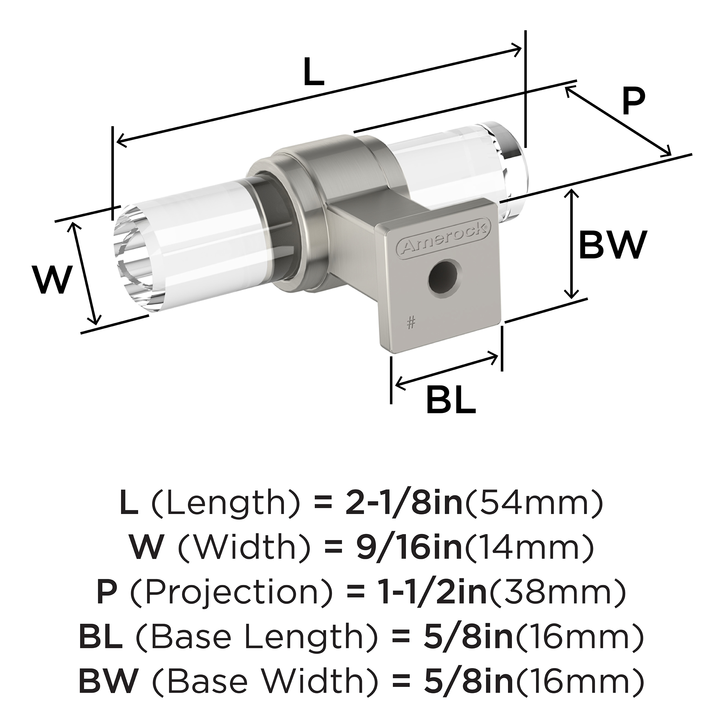 Glacio Clear and Satin Nickel Bar Cabinet Knob