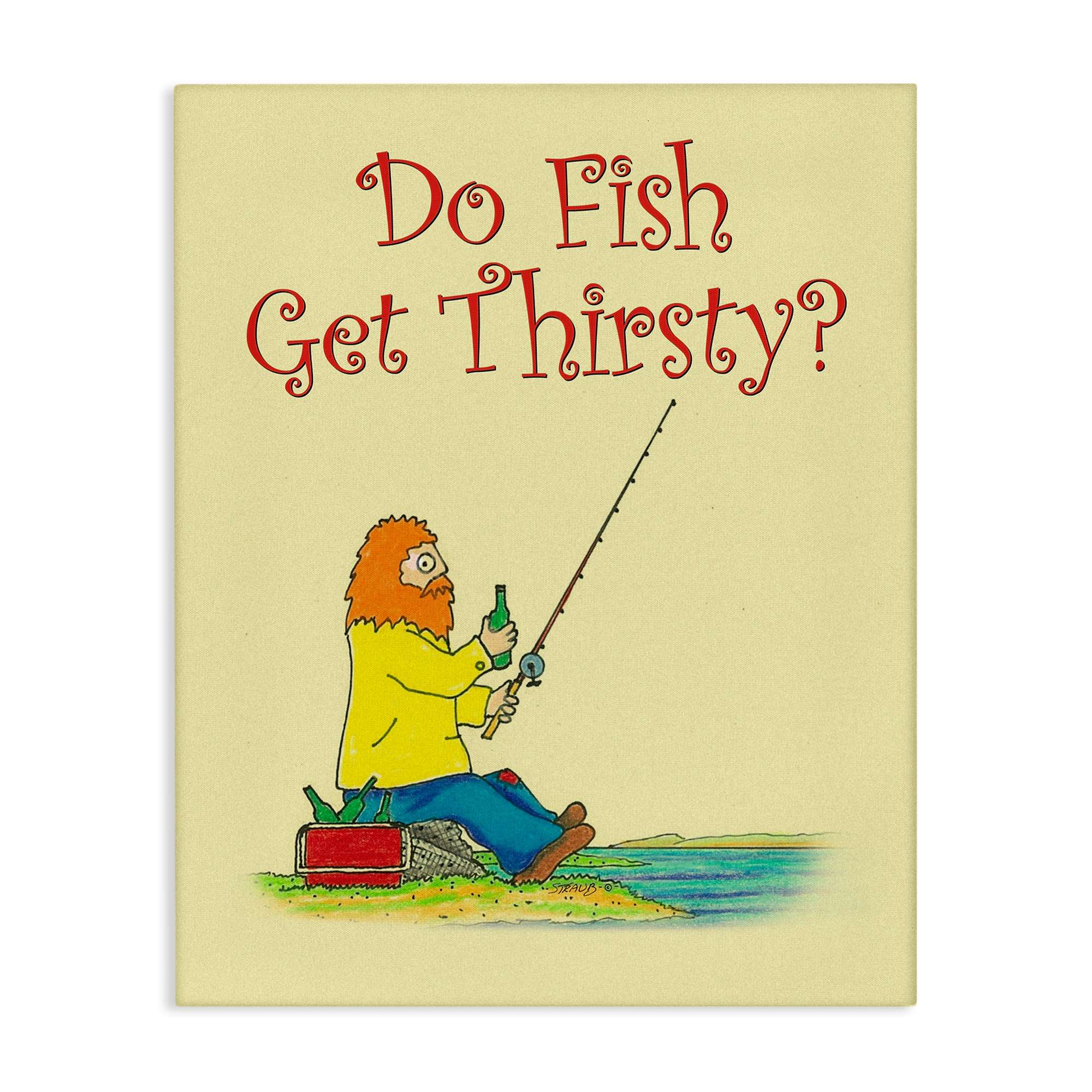 Stupell Industries BT-009-CN-24X30 Do Fish Get Thirsty Humor Canvas Wall Art By Roger Straub 24 x 30