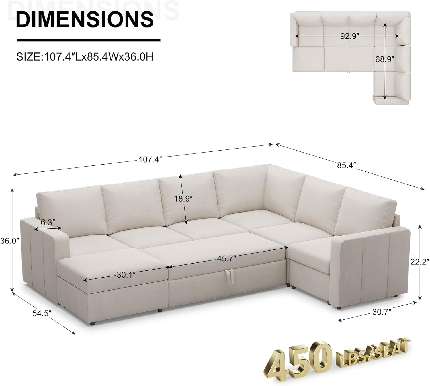 Belffin BF096V-AB3CDE-WHITE futons - View #2
