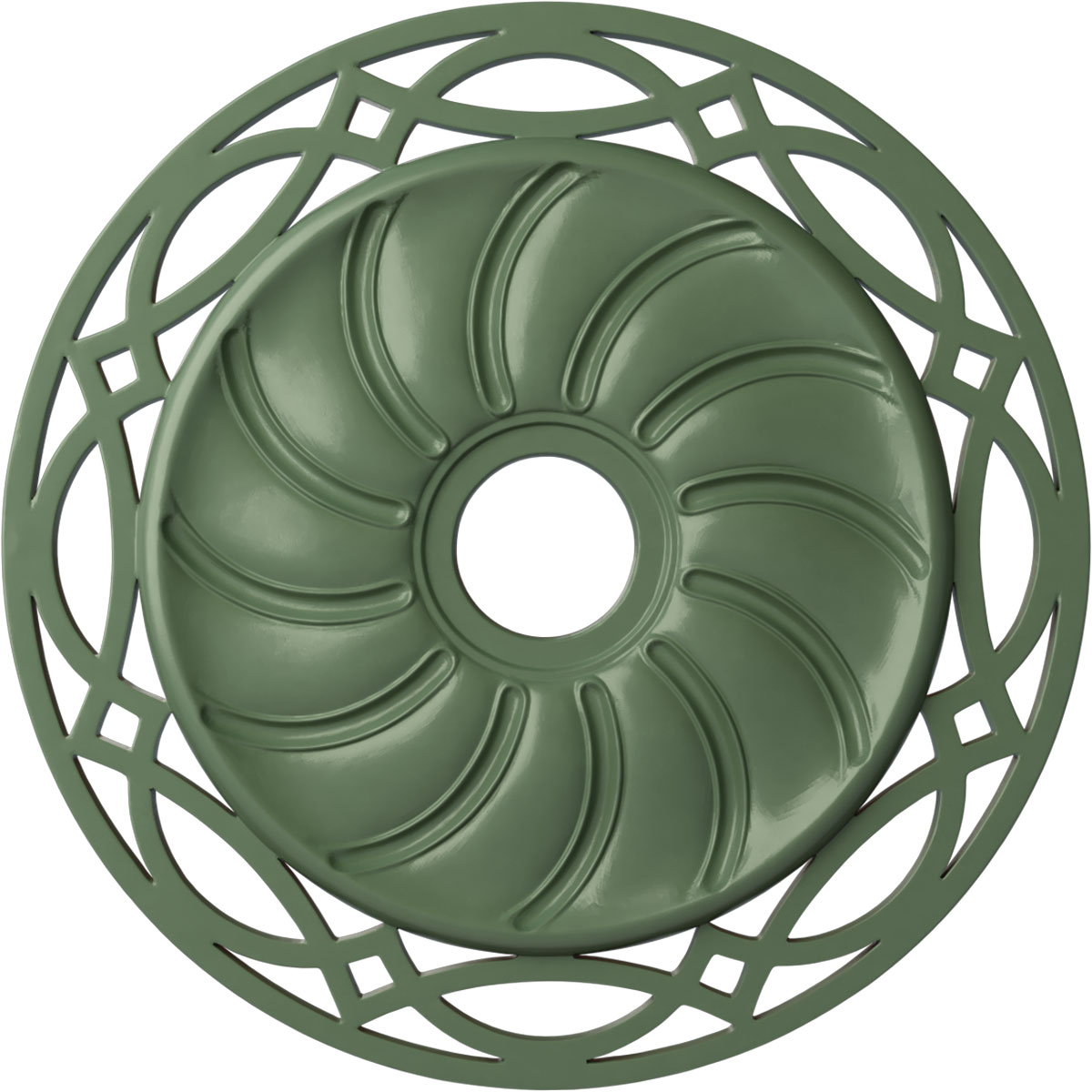 Ekena Millwork CM26LOAGF Loera 26.625-in W x 26.625-in L Painted Athenian Green Polyurethane Whole Ceiling Medallion