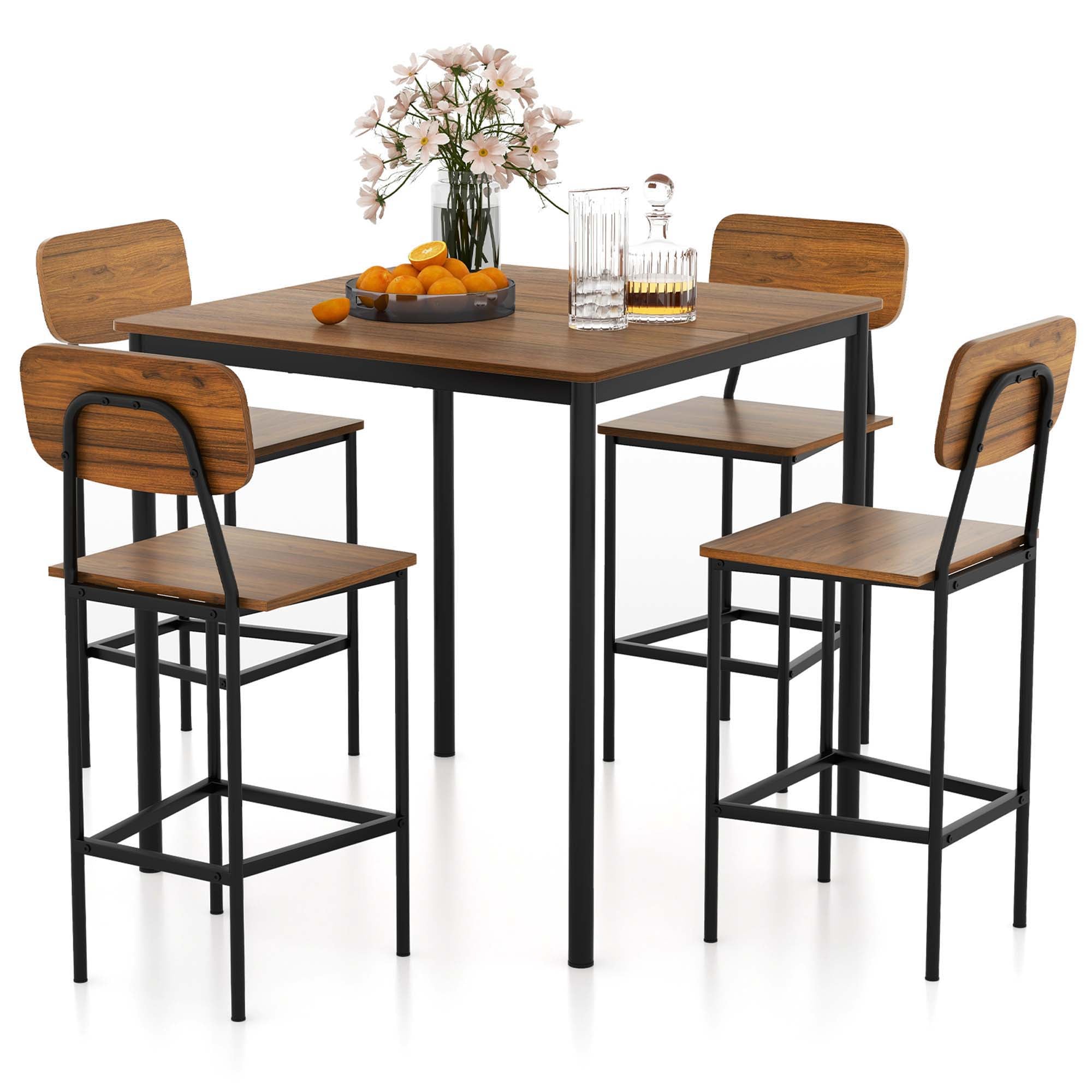 Goplus HCST00371 Walnut Contemporary/Modern Dining Room Set with Rectangular Table ( Seats 4 )