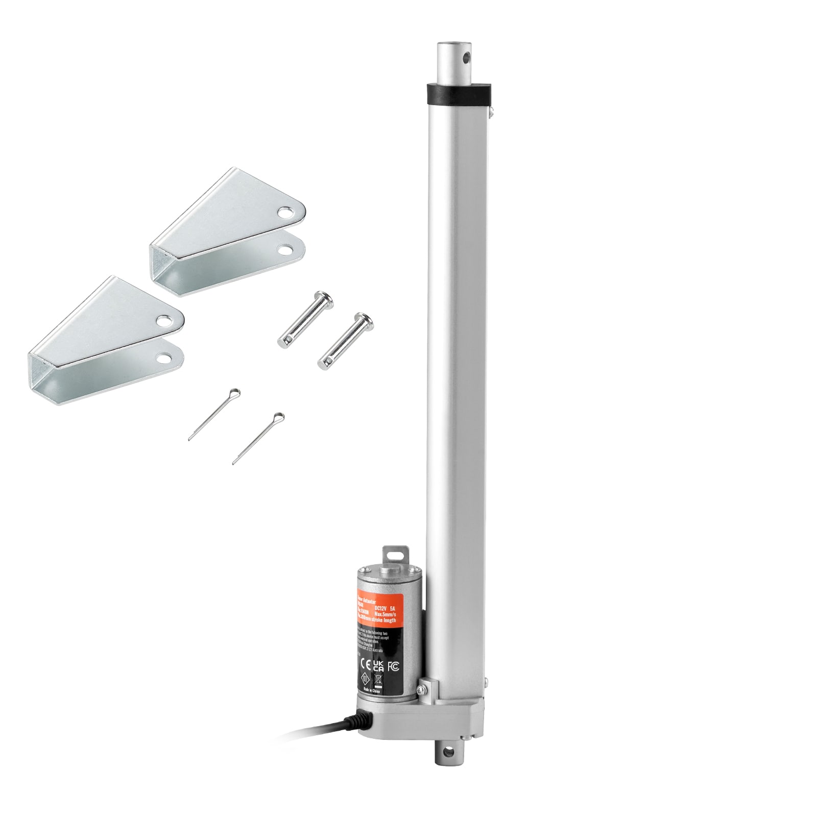 GIVIMO 12-V 12-in Linear Actuator with 220-lb Force featuring High-Speed 0.55-in/s Stroke with Mounting Bracket and IP54 Protection