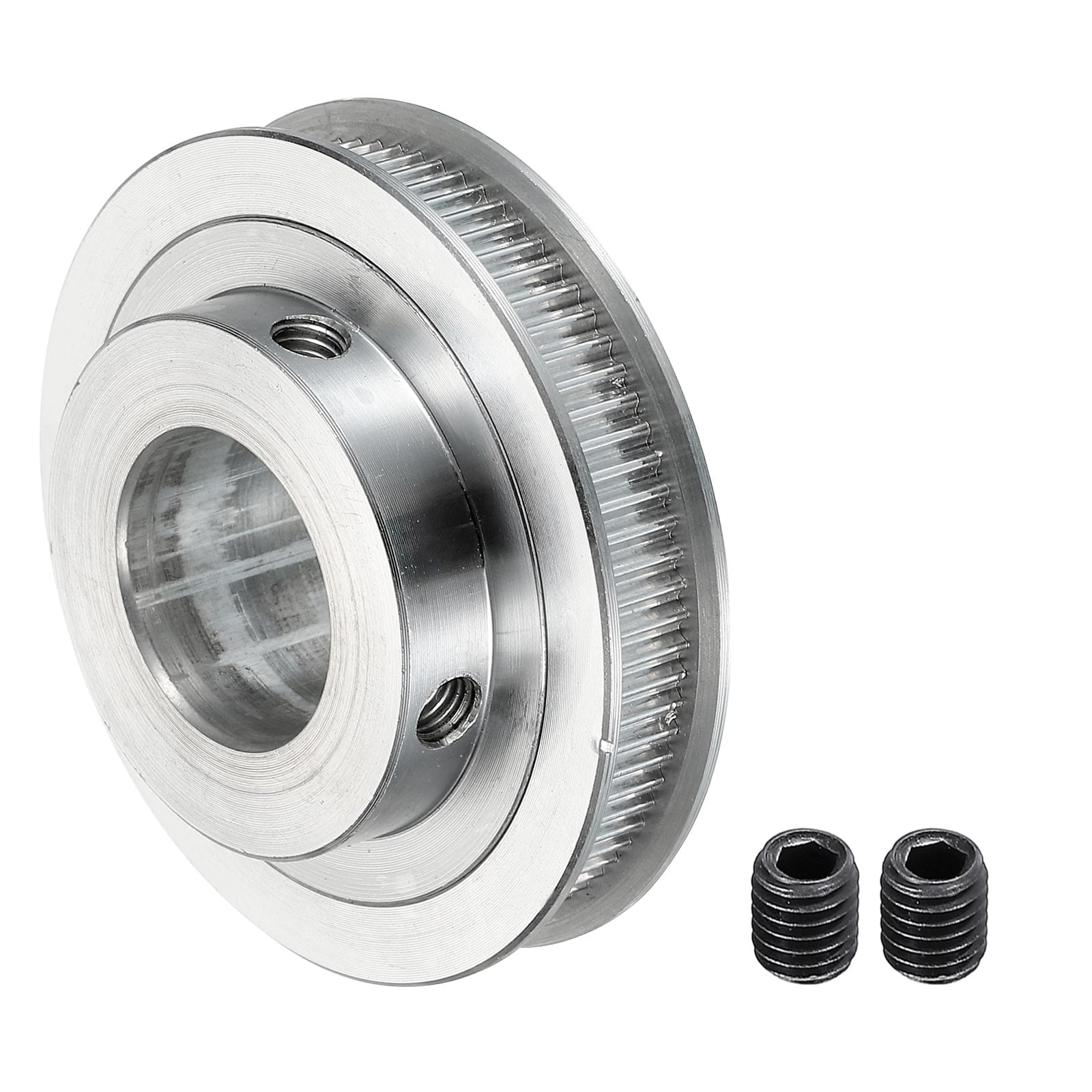 Unique Bargains 80 Teeth 20mm Bore Timing Pulley Aluminium Synchronous Wheel Silver with M5 Screw for 3D Printer Belt CNC Machine