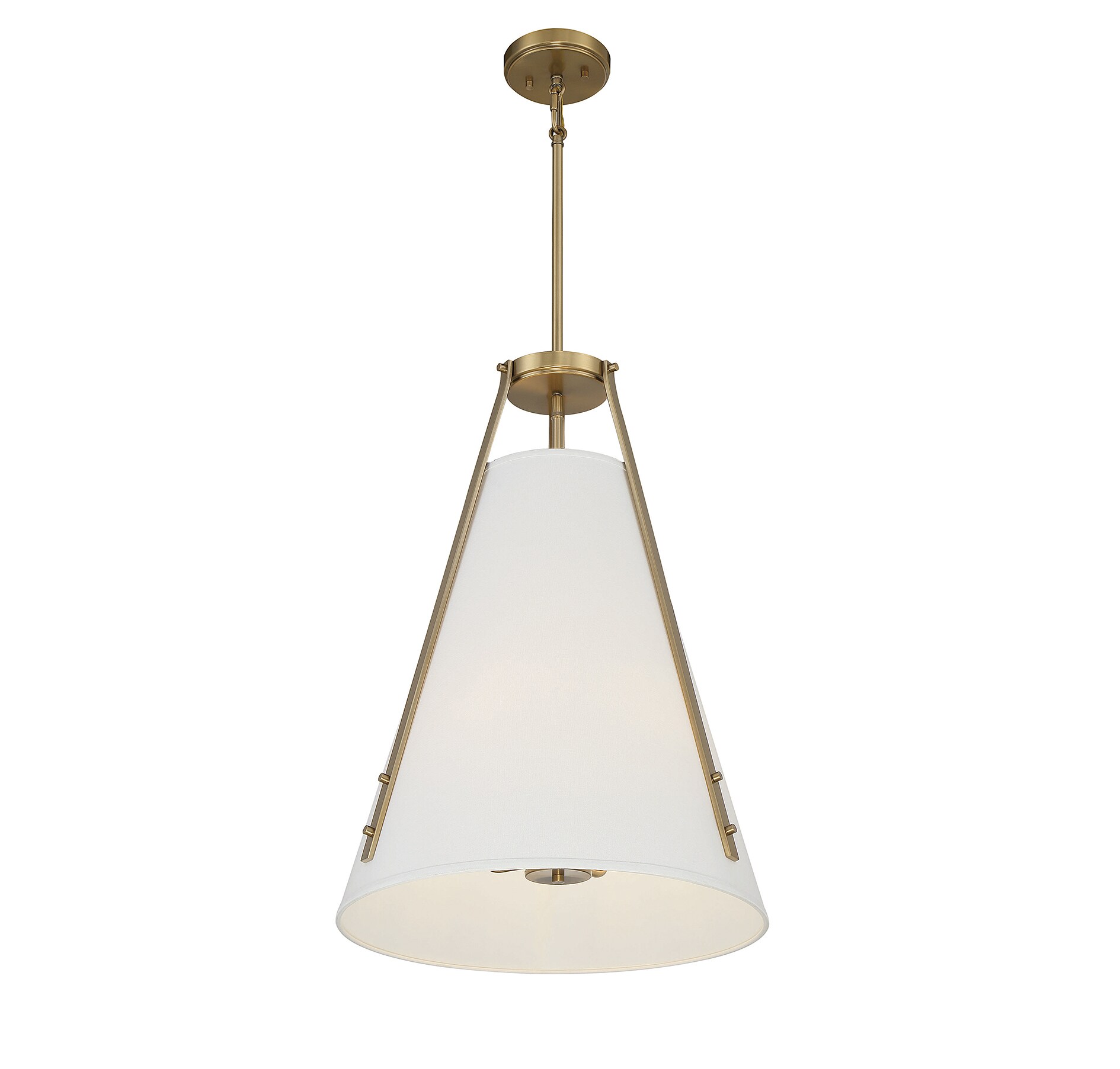 Newport Classic Warm Brass 4-Light Pendant with Soft White Shade