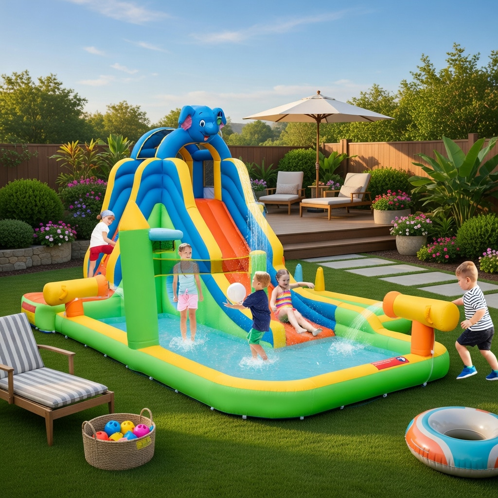 VERYKE Inflatable Water Slide with Splash Pool Climbing Wall and Ball Pit 12.5ft Outdoor Indoor Kids Play Center for Ages 3 10 No Blower Included