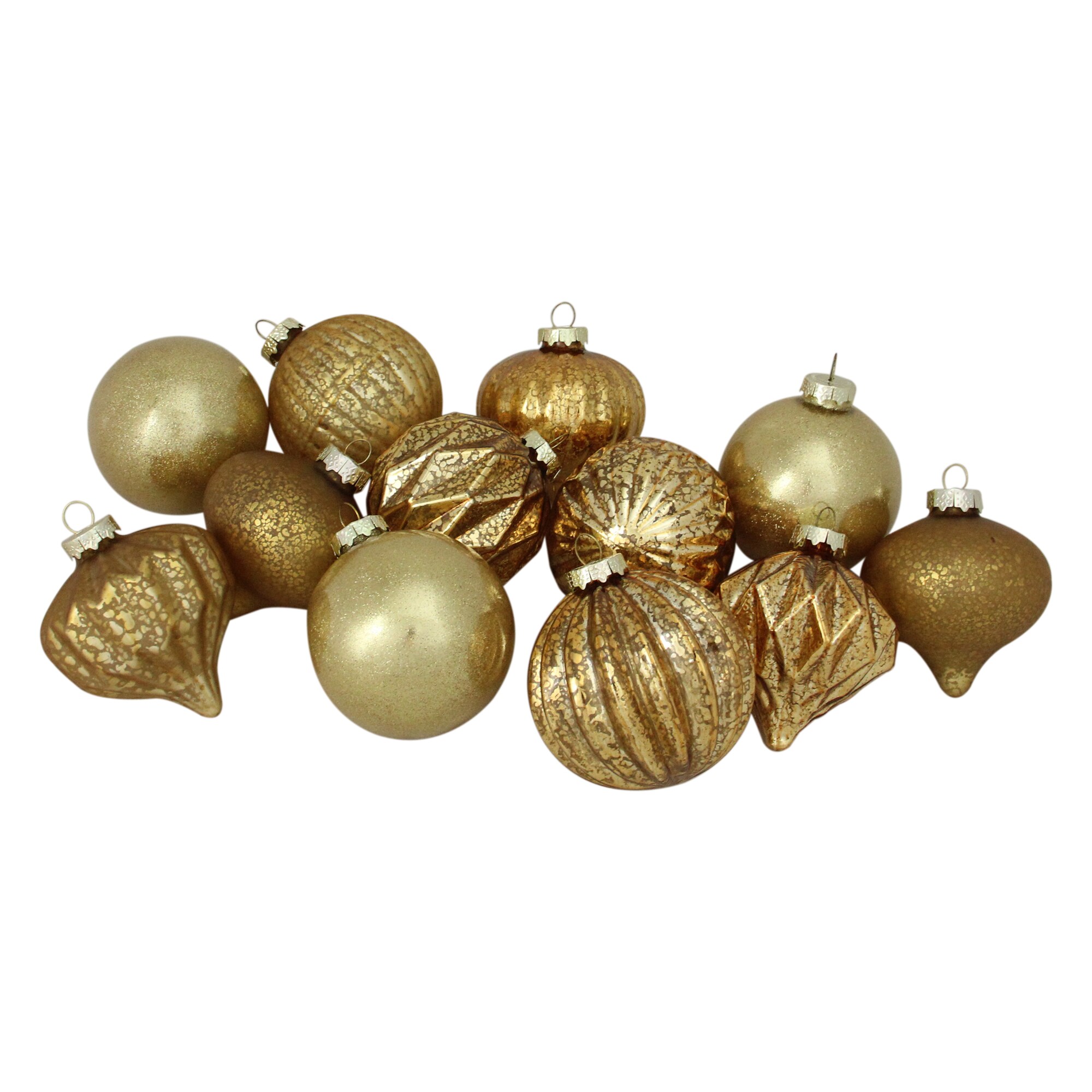 Northlight 32608241 12 -Pack Gold Standard Indoor Ornament set