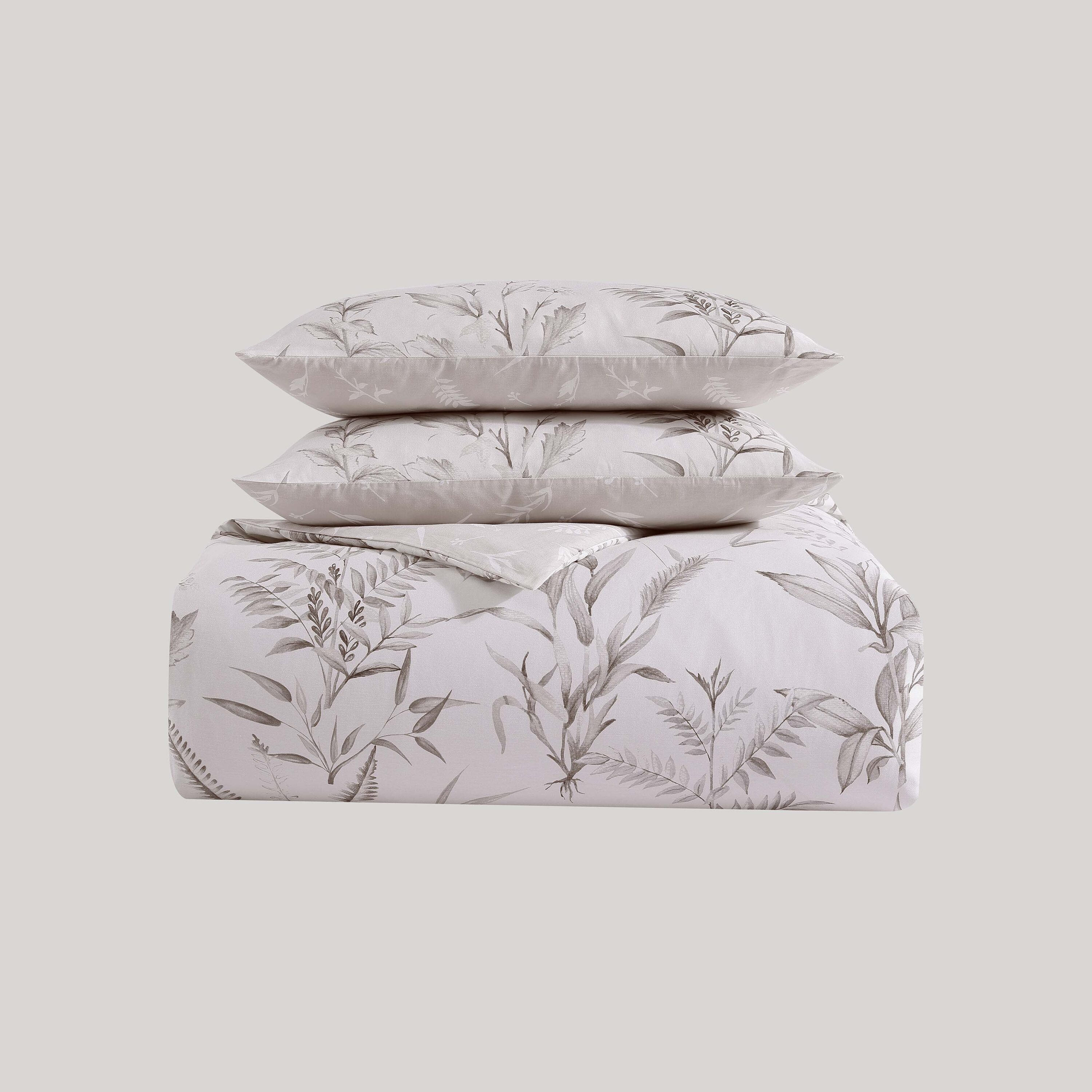 Bebejan Natural Leaves 5 Piece Comforter Set White Floral Reversible