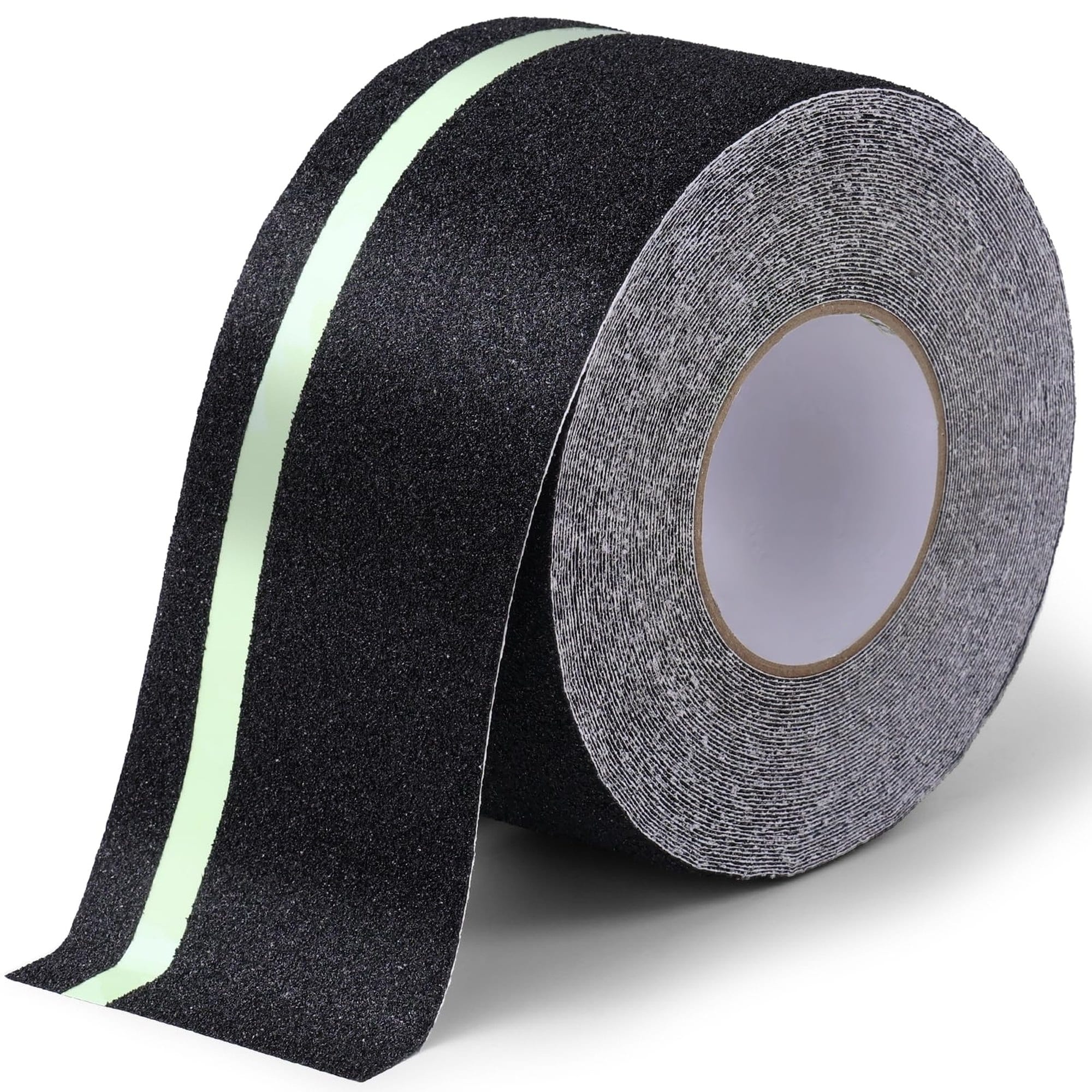 OGETFUUR 4in X 60ft Glow in Dark Green Stripe Anti Slip Tape for Stairs Emergency Walkways featuring Luminous Safety Stripe and Durable Traction Surface