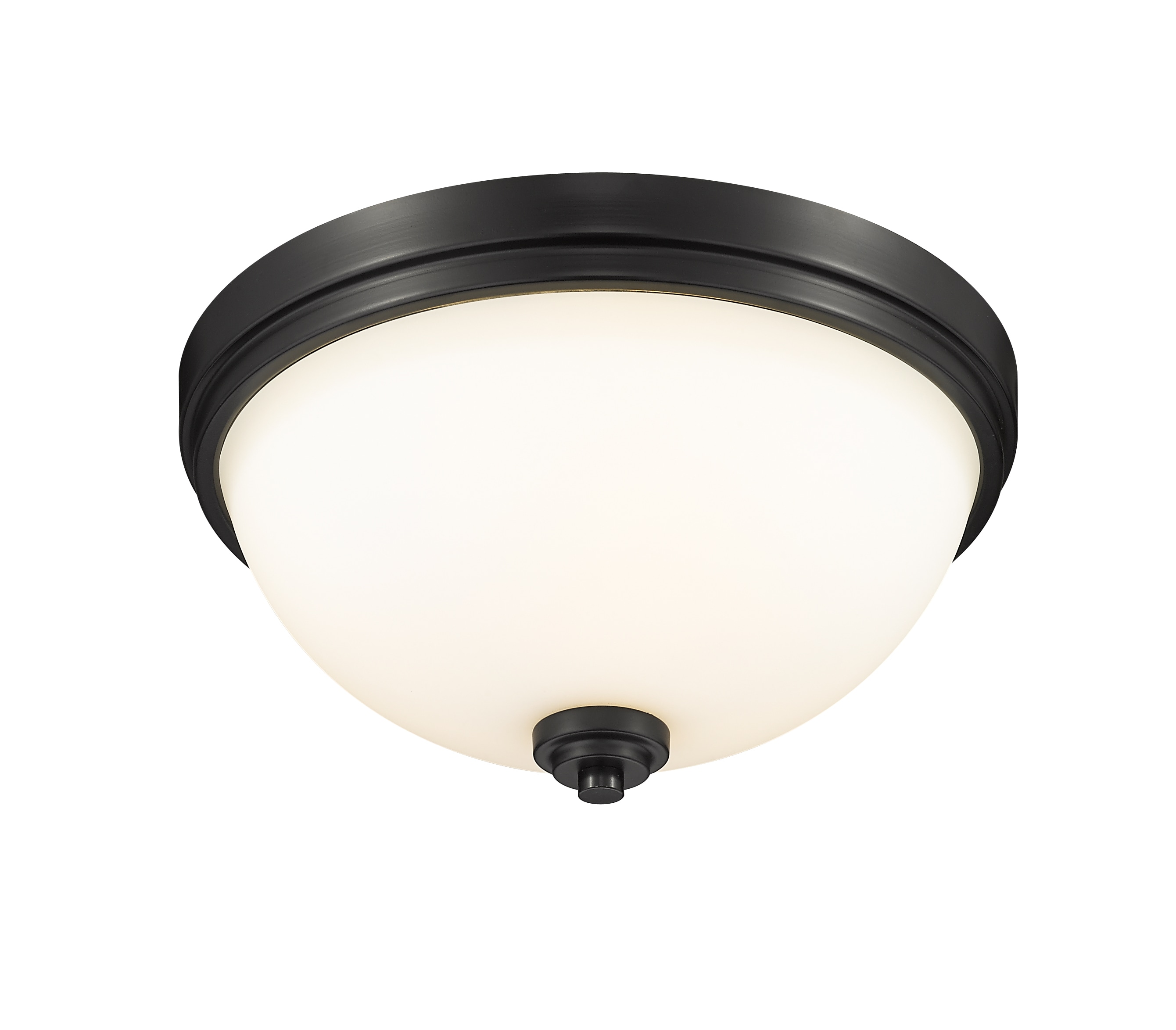 Ashton Matte Black 2-Light Flush Mount with Opal Glass Shade
