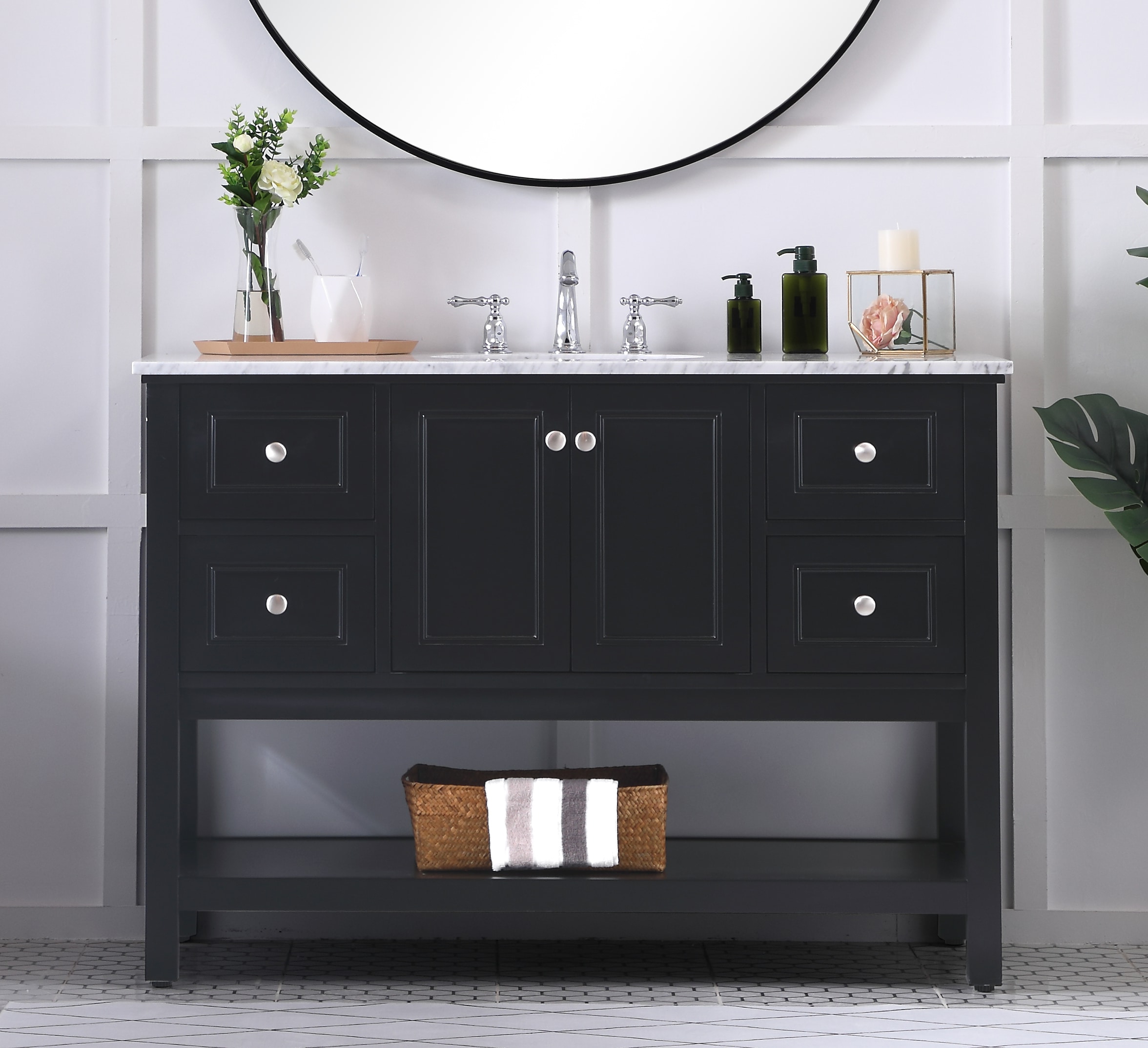 Elegant Decor First Impressions 48-in Black Undermount Single Sink ...