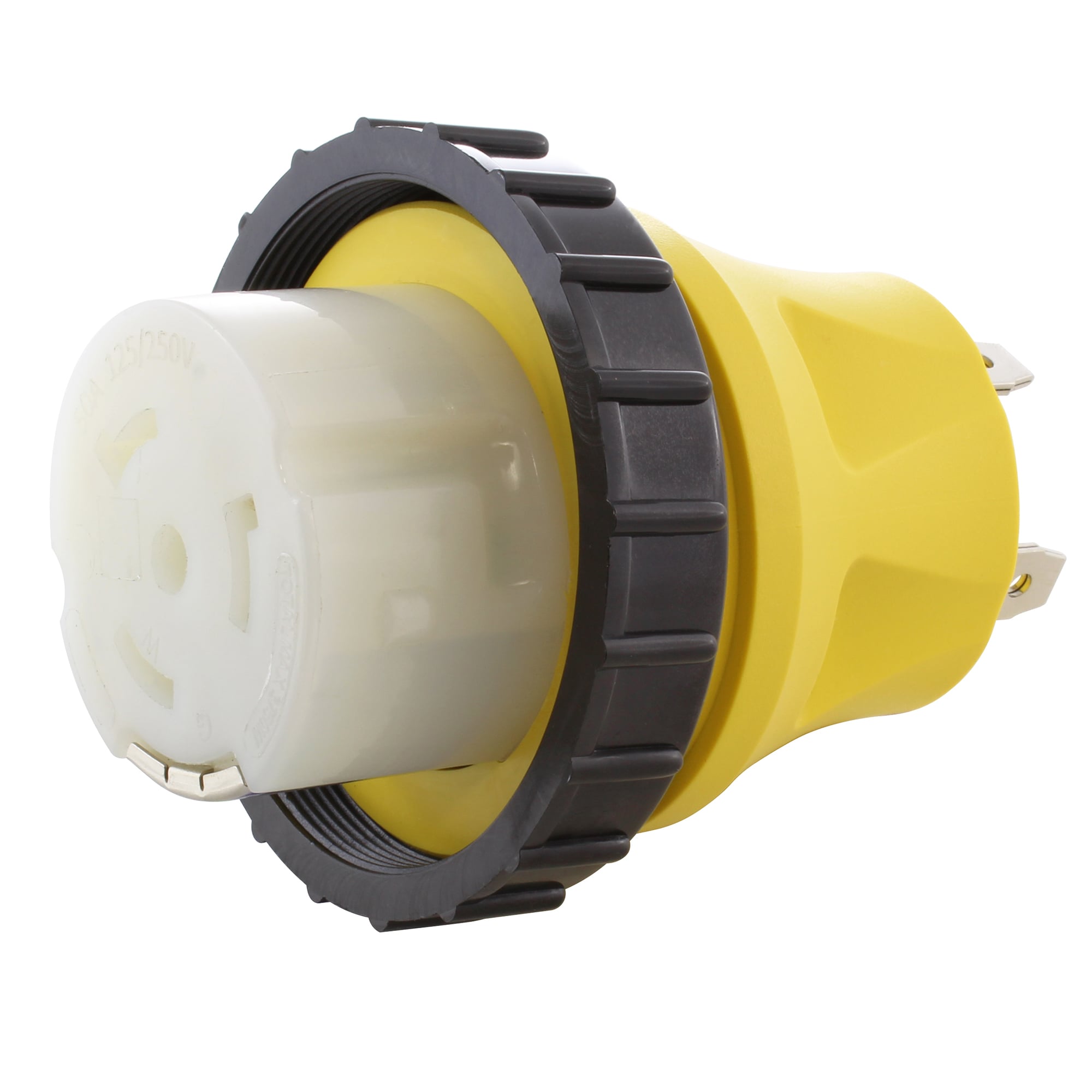 AC WORKS RVTTM50 NEMA TT-30P to NEMA SS2-50R 30 -Amp 3-wire to 4-wire grounding Single to single Yellow Basic Compact Adapter