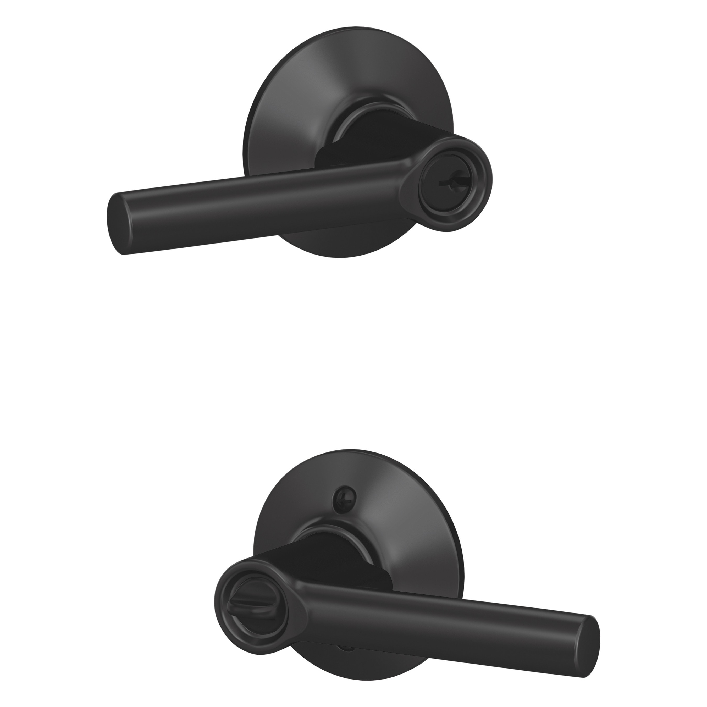 Schlage F51A BRW 622 G Customizable Keying Broadway Matte Black Exterior Keyed Entry Door Handle