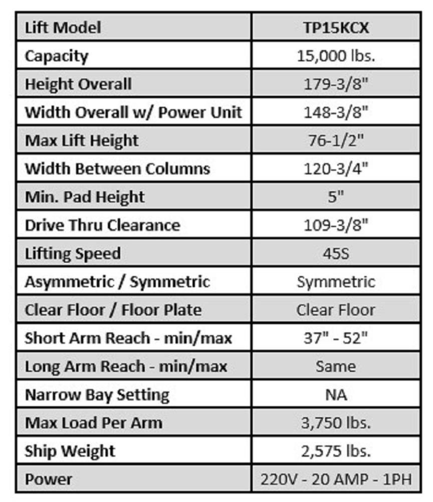 Tuxedo 15,000 lb Heavy Duty Two Post in the Vehicle Lifts department at ...