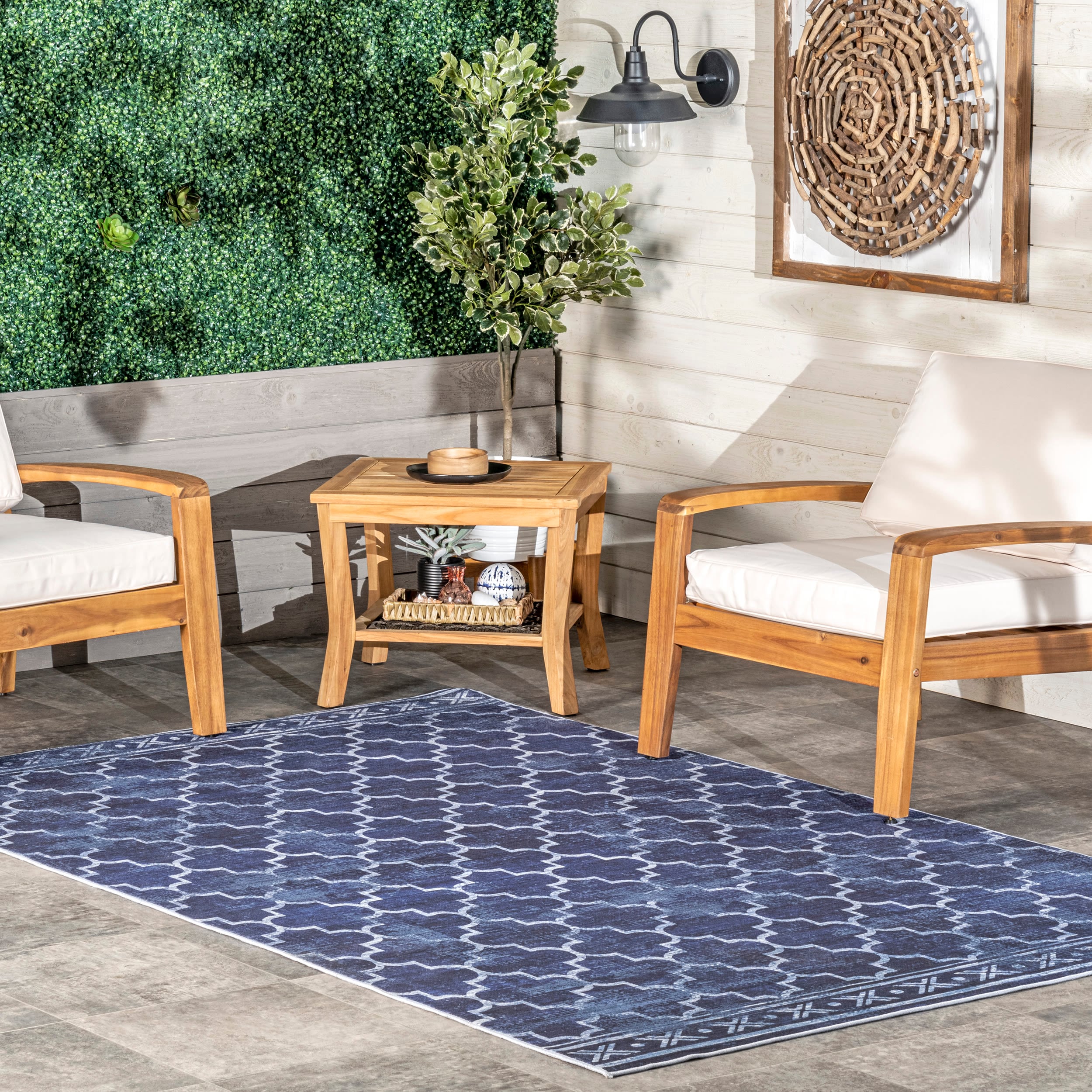 nuLOOM BIFR05A-S808 Fresco 8 x 8 (ft) Loomed Polyester Dark Blue Square Indoor Geometric Global Machine washable Area rug