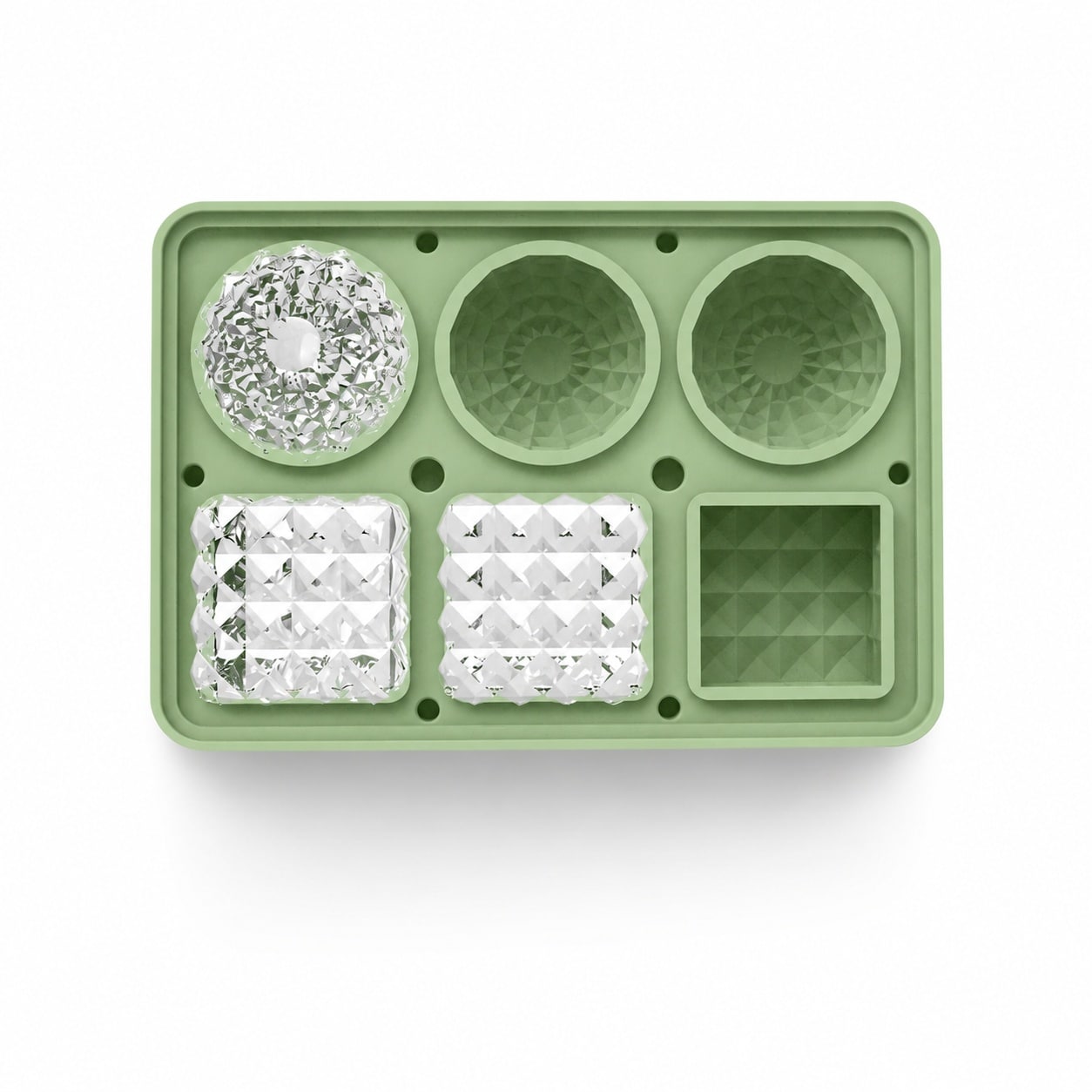 Aoibox  2 in 1 Green Silicone Ice Cube Tray with Lid 1 7 in Sphere Ball and Square Ice Maker for Cocktails