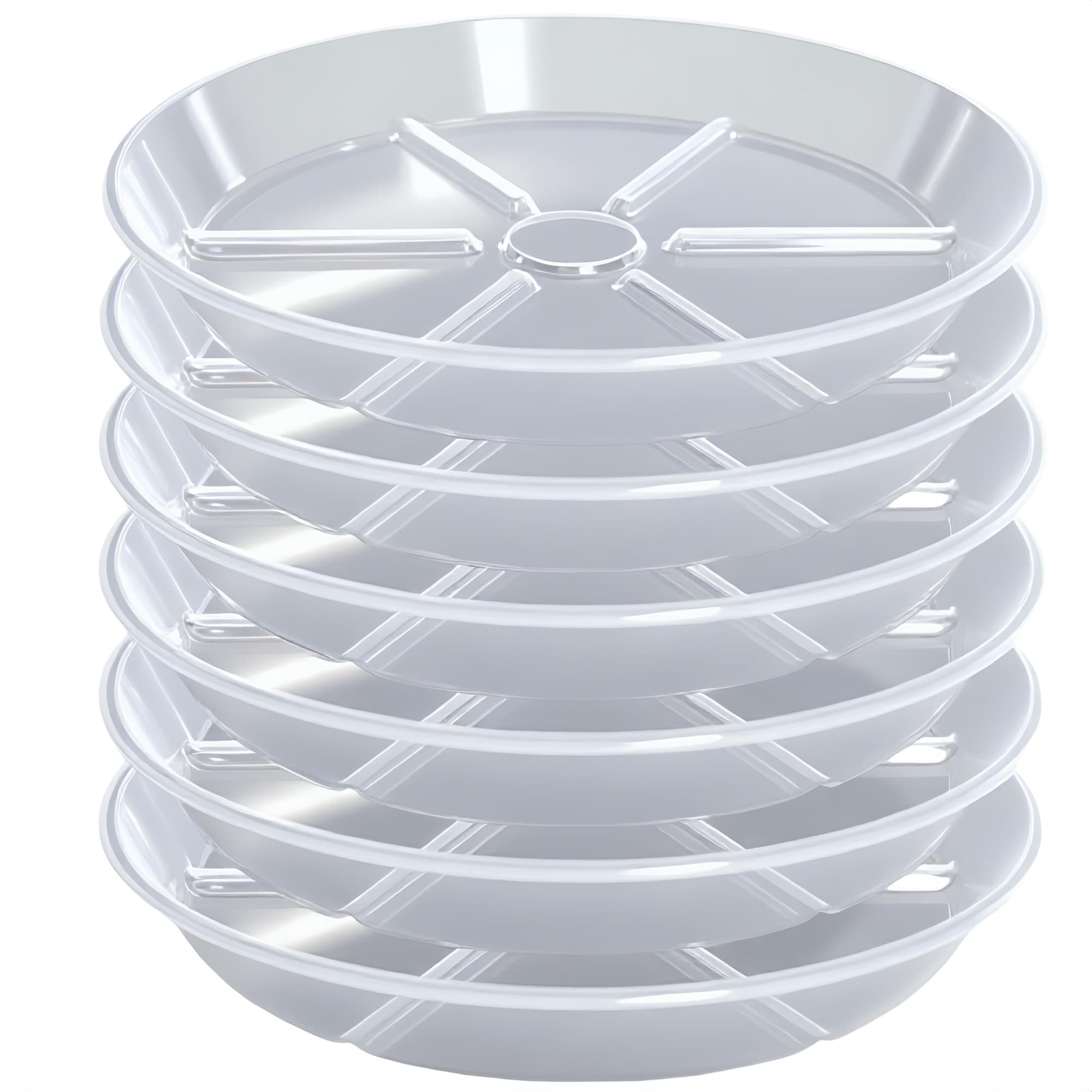 ITOPFOX -  6 pack 8 inch clear plant saucers durable round plastic trays heavy duty indoor outdoo...