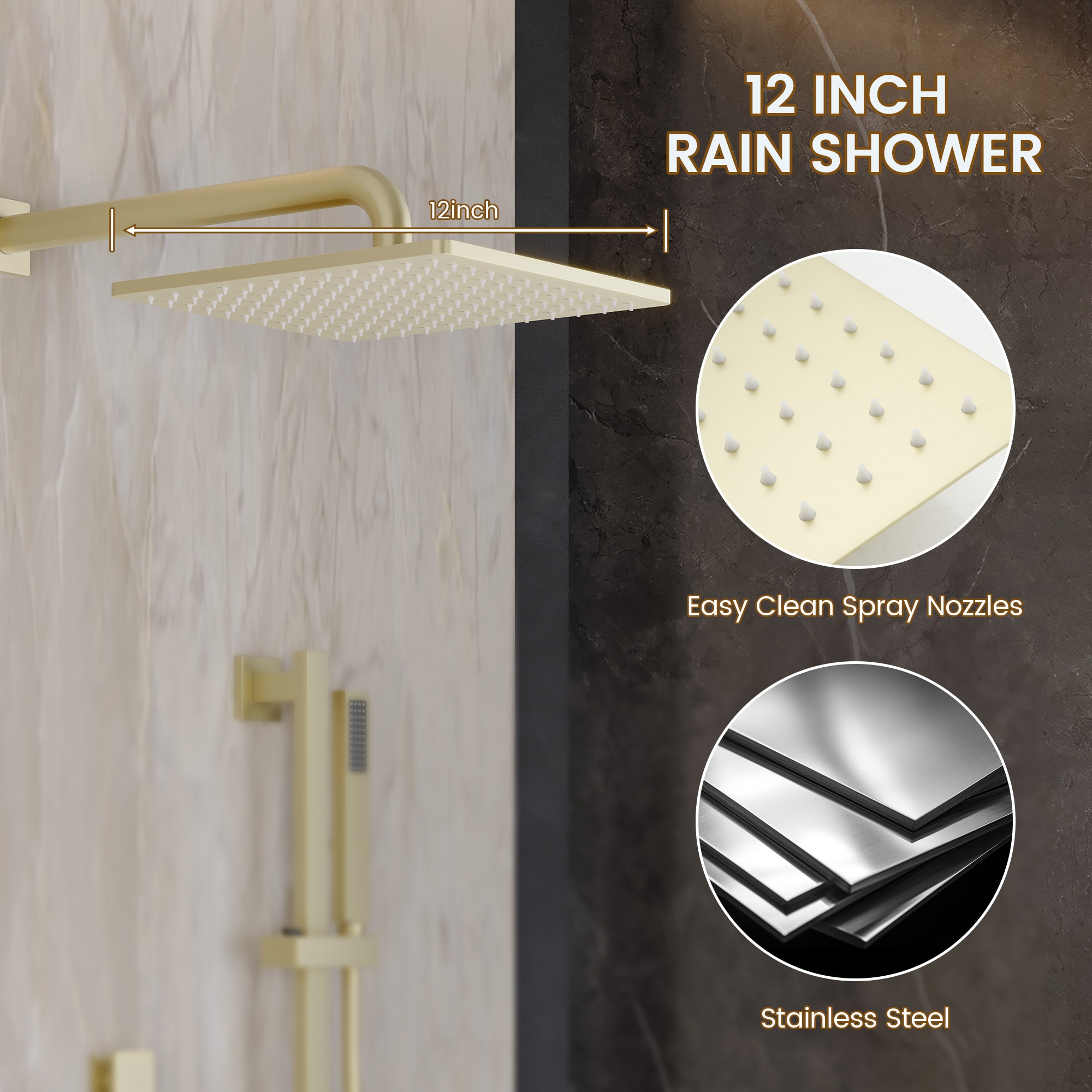 CASAINC CA-A4384-BG Showerhead-Bar-Panels - View #3