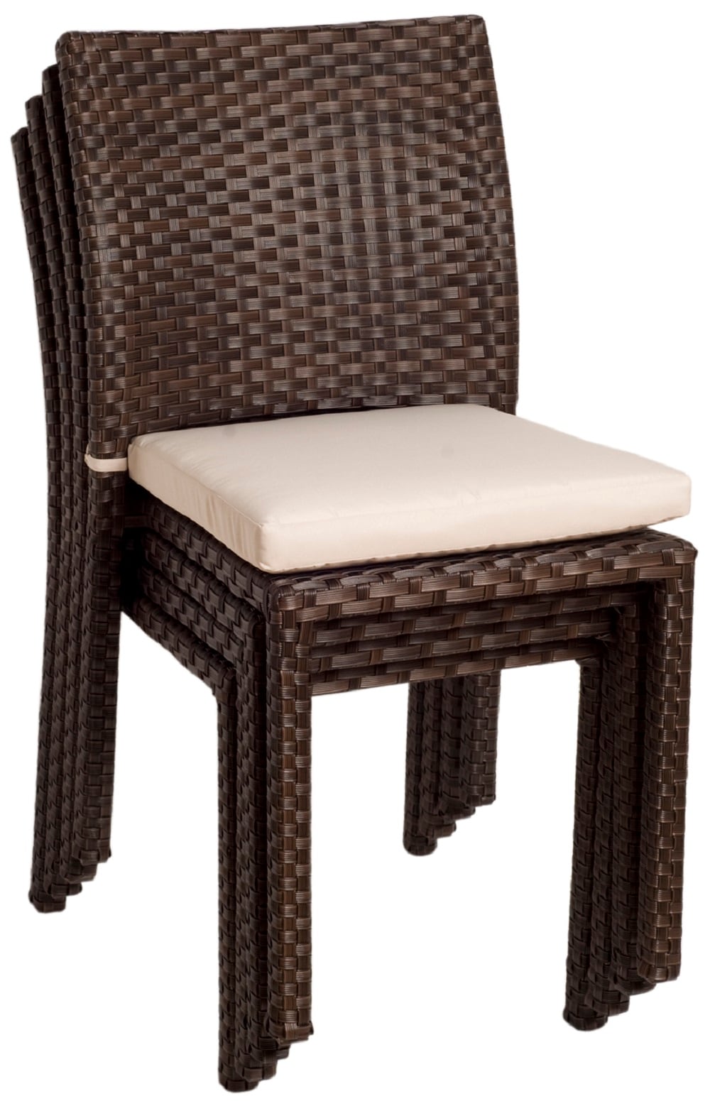 Envelor Luxemburg 7 Piece Brown Wicker Patio Dining Set With 6 Stationary Chairs With Off White