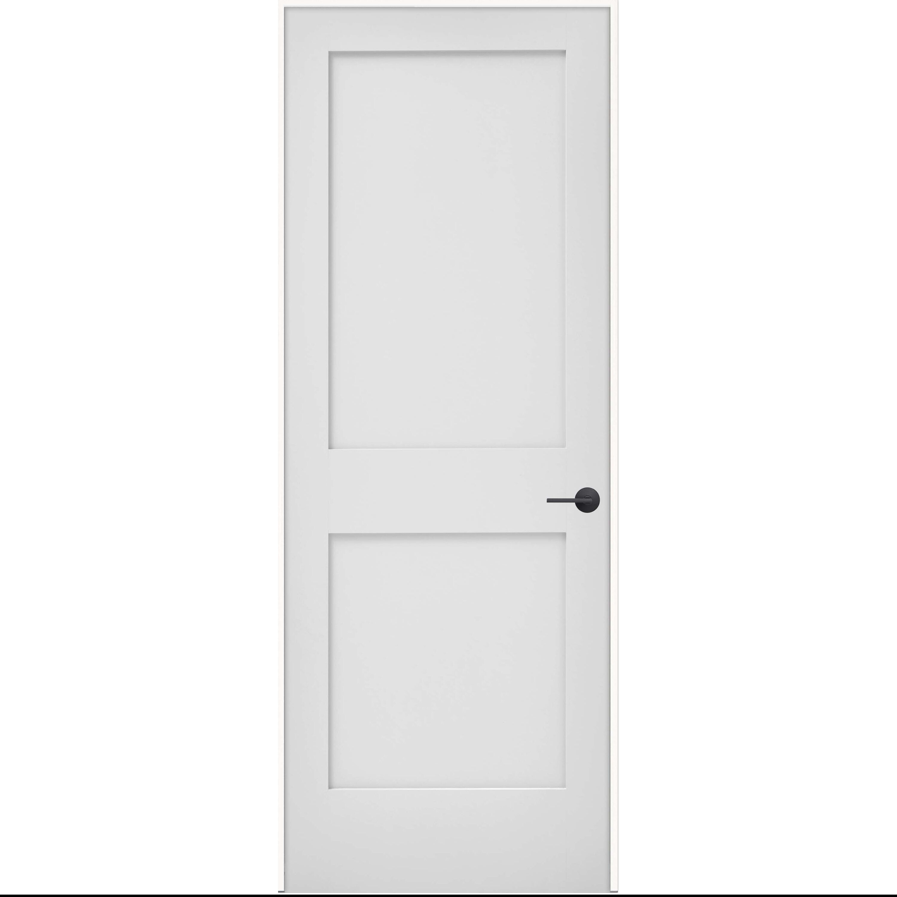 JELD-WEN LOWOLJW249800034 24-in x 80-in Primed Solid core 2-panel square Left hand Smooth Primed MDF Flat Jamb Single Prehung Interior Door