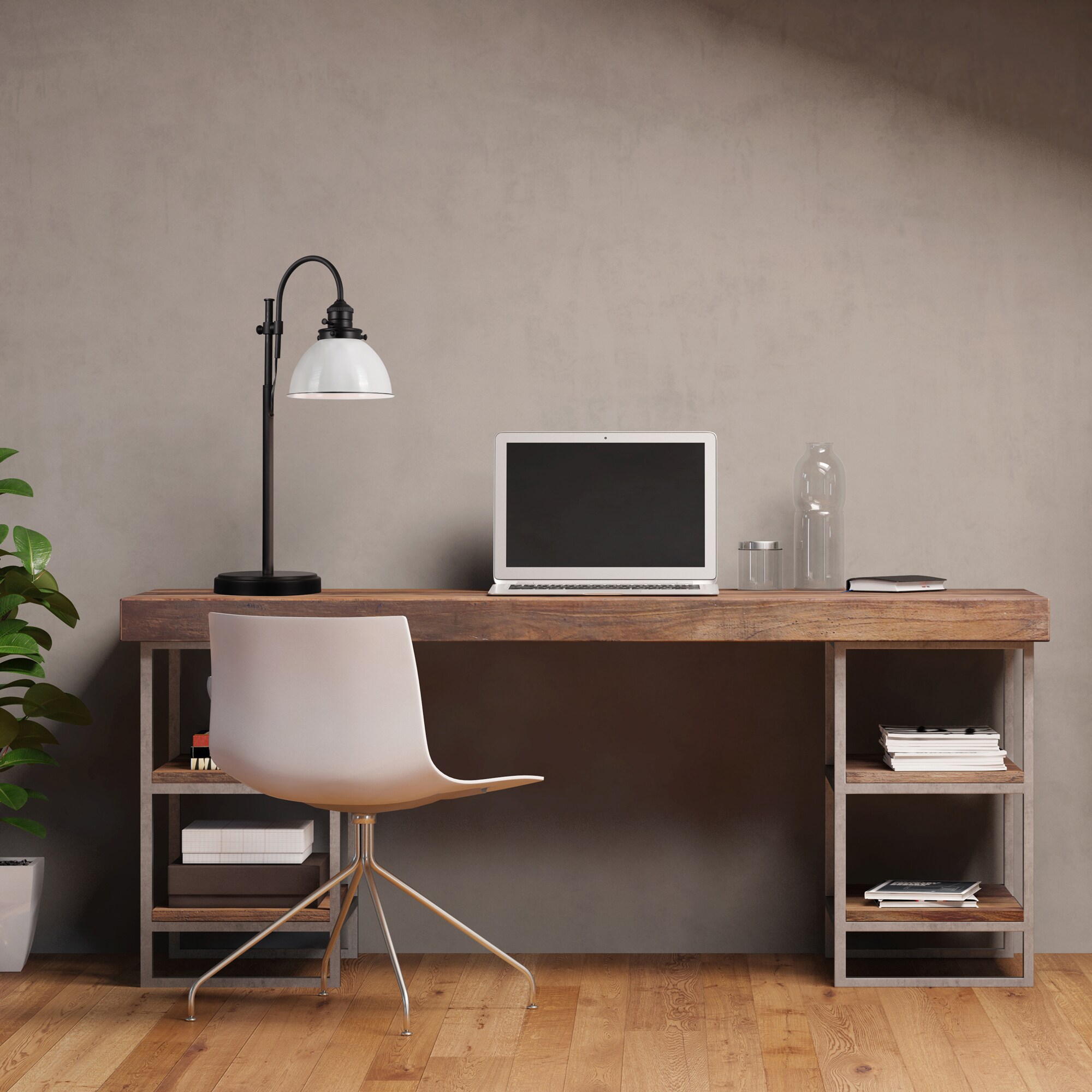 Design House Savannah 27.63-in Adjustable Matte Black Desk Lamp with ...