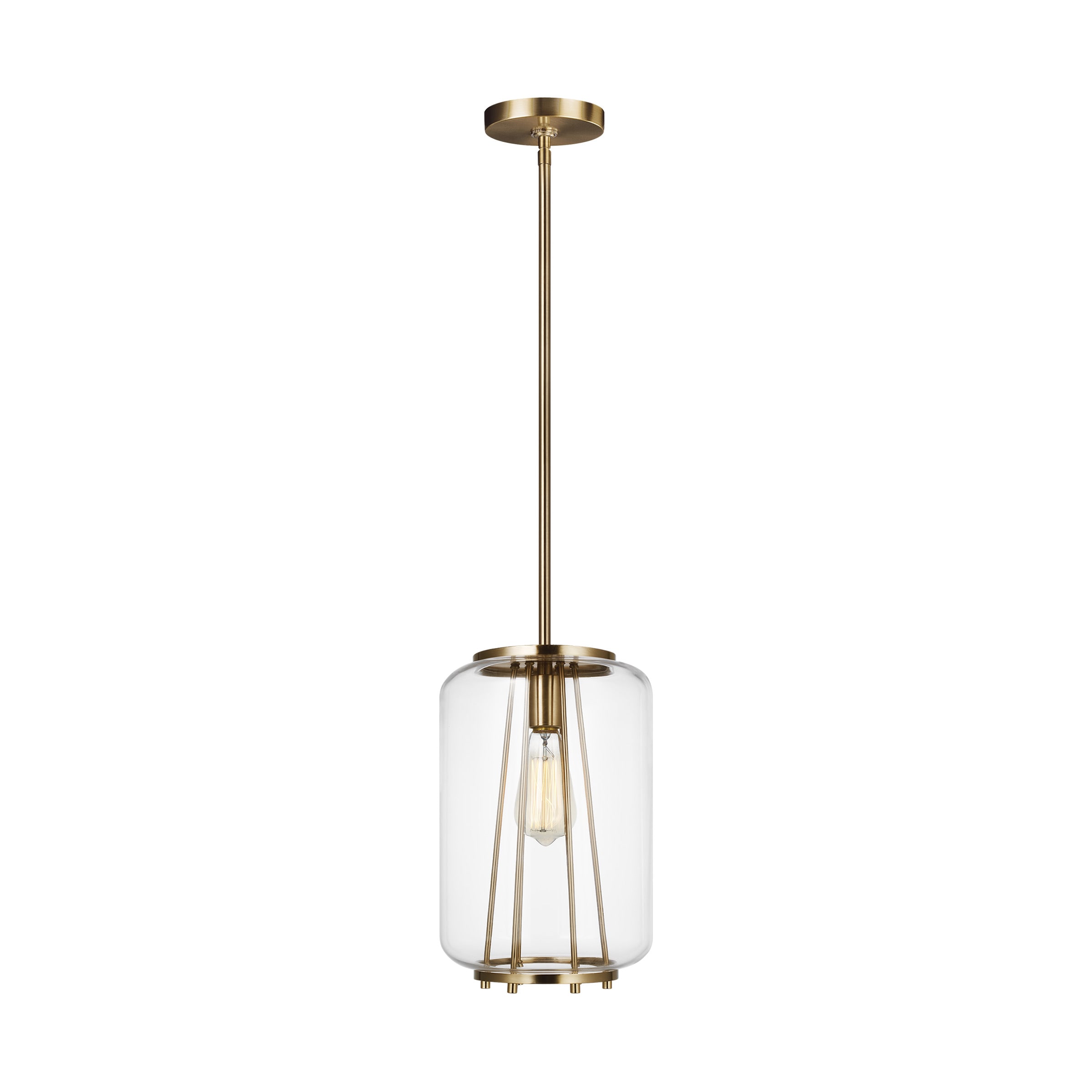 Generation Lighting 6002001-848 Rosie 1 -Light Bronze Modern/contemporary Clear glass Geometric Mini Hanging Pendant light
