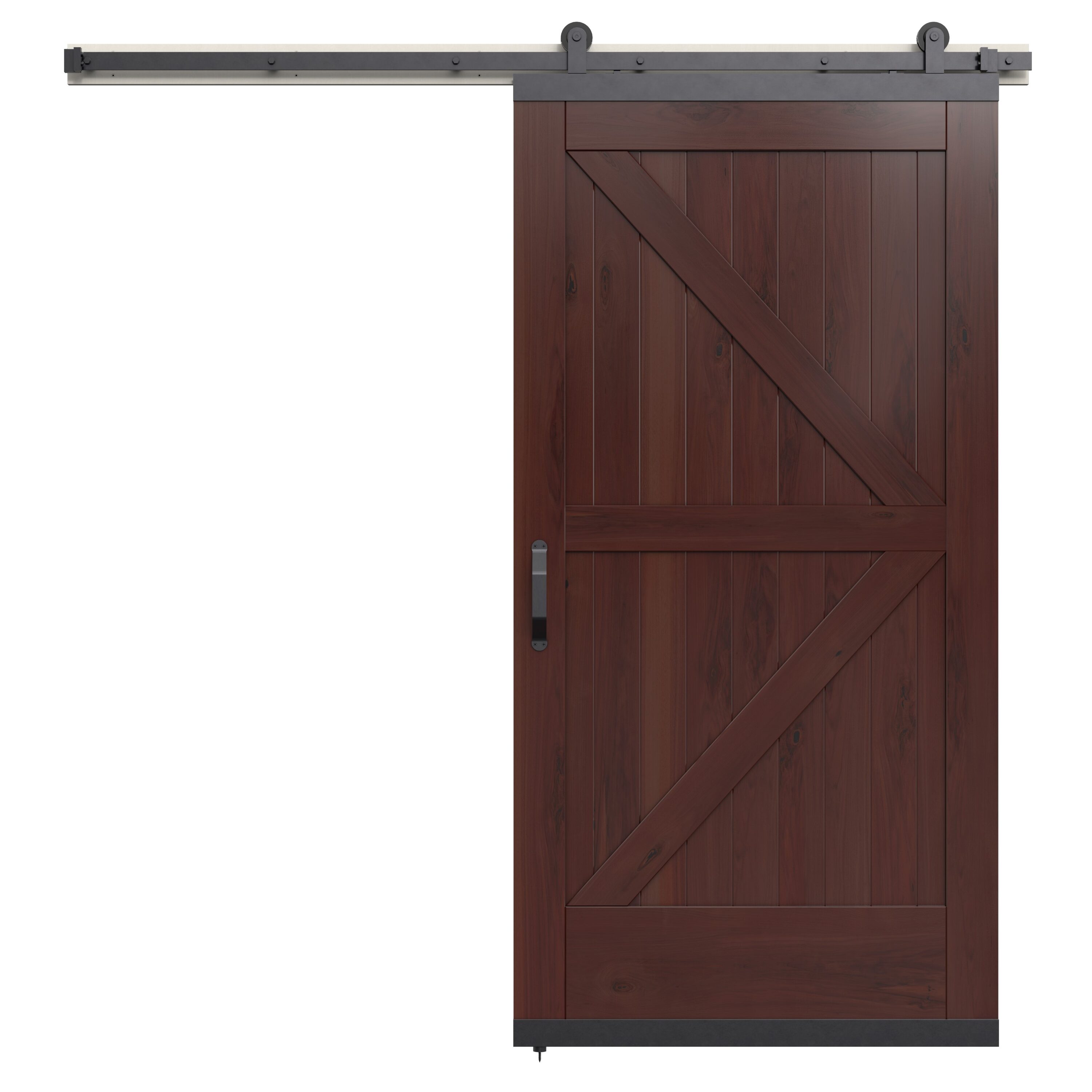 JELD-WEN LOWOLJW248700083 42-in x 80-in Spice K-frame Walnut Wood Solid core Single Barn Door (Hardware Included)