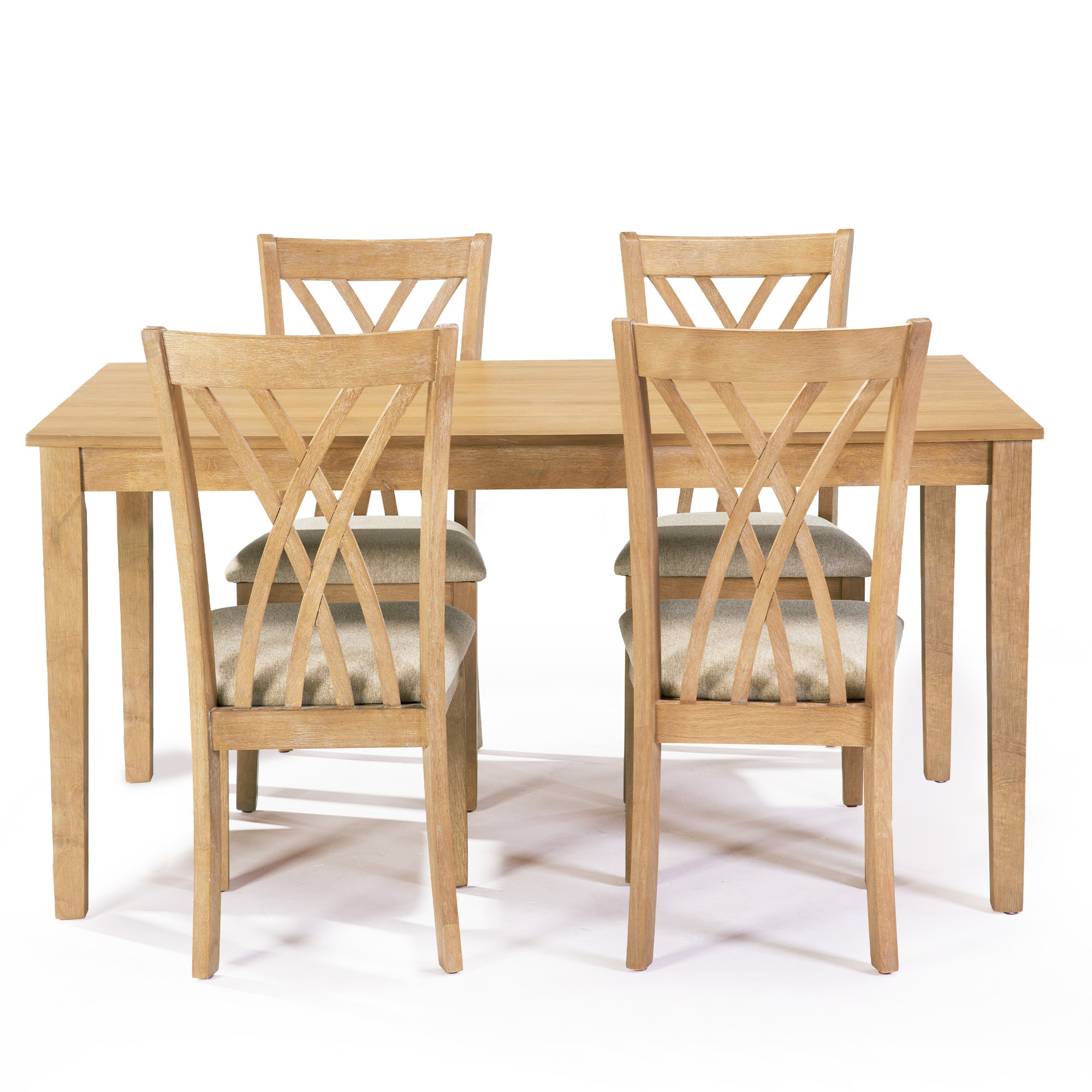 Bybafun YA0100250 Wood+White Rustic Dining Room Set with Rectangular Table ( Seats 4 )