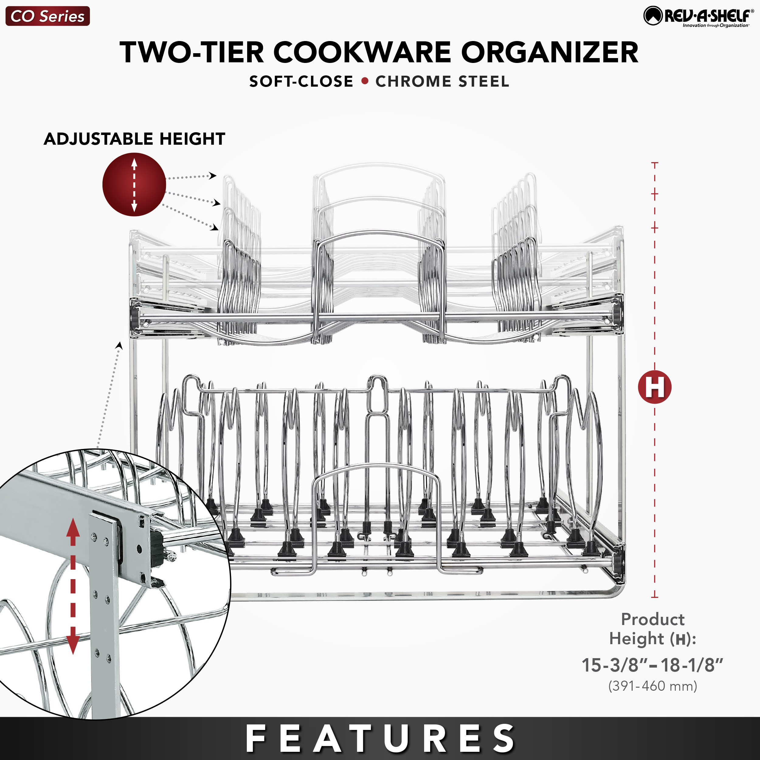 Rev-A-Shelf 5CW2-2122-CR 21 Two-Tier Cookware Organizer
