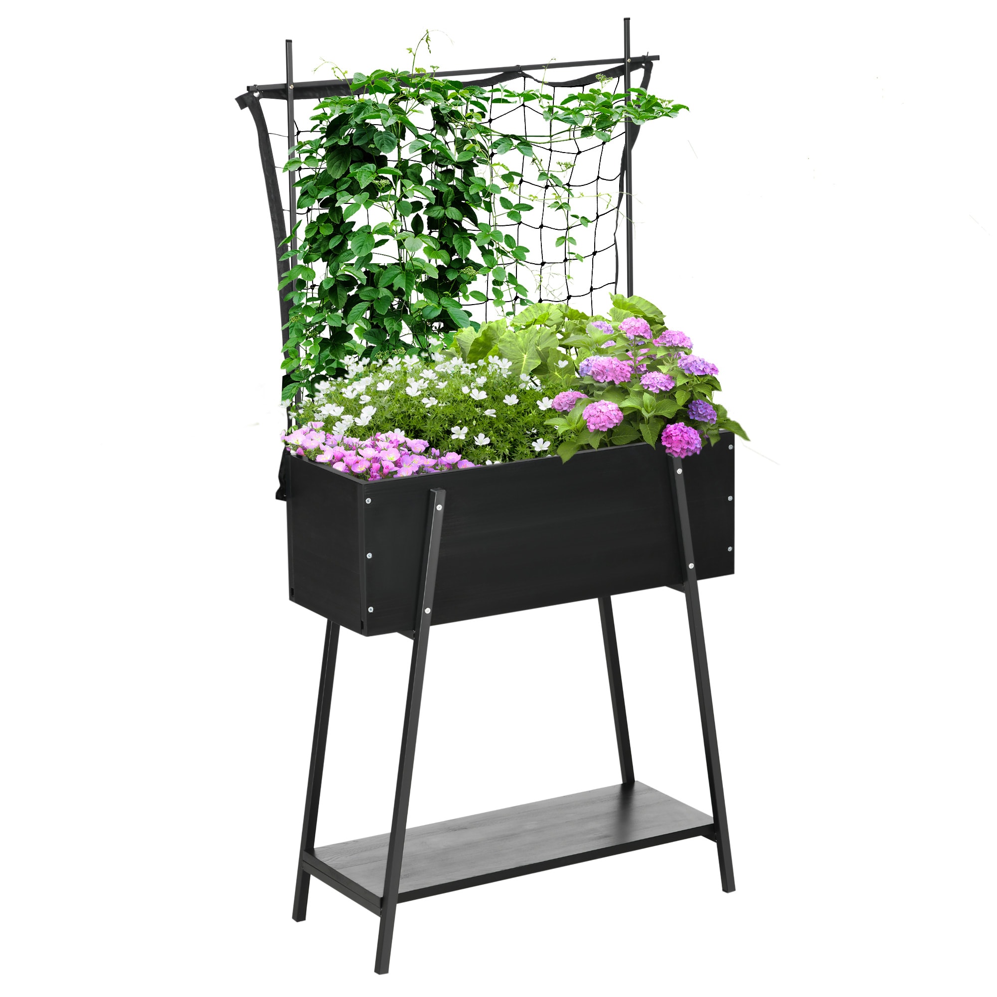 Damerin W209RA 1.74-cu ft 13.5-in W x 35-in L x 66.25-in H Black Powder-coated steel Raised Garden Bed