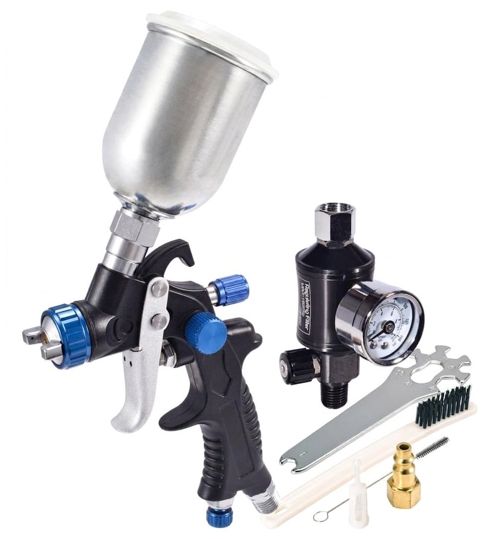 Misopily  HVLP Air Spray Gun with Digital Air Regulator Composite Lightweight Detail Paint Sprayer for Car Repair and Furniture 1 Piece