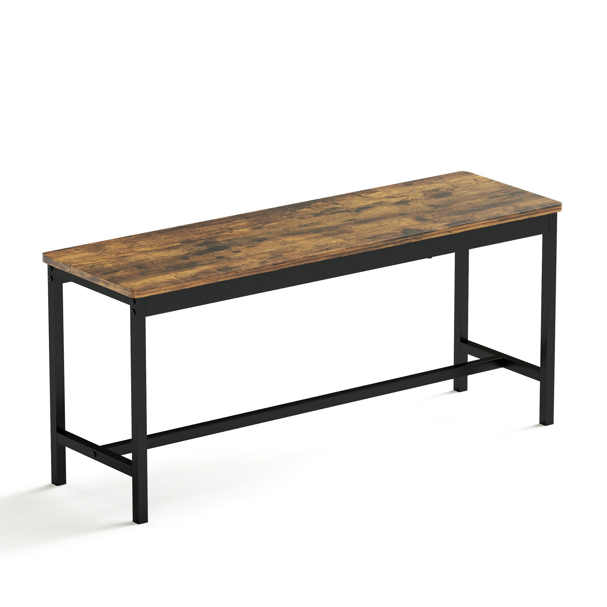 Rustic Brown and Black 3-Piece Dining Table Set with Benches