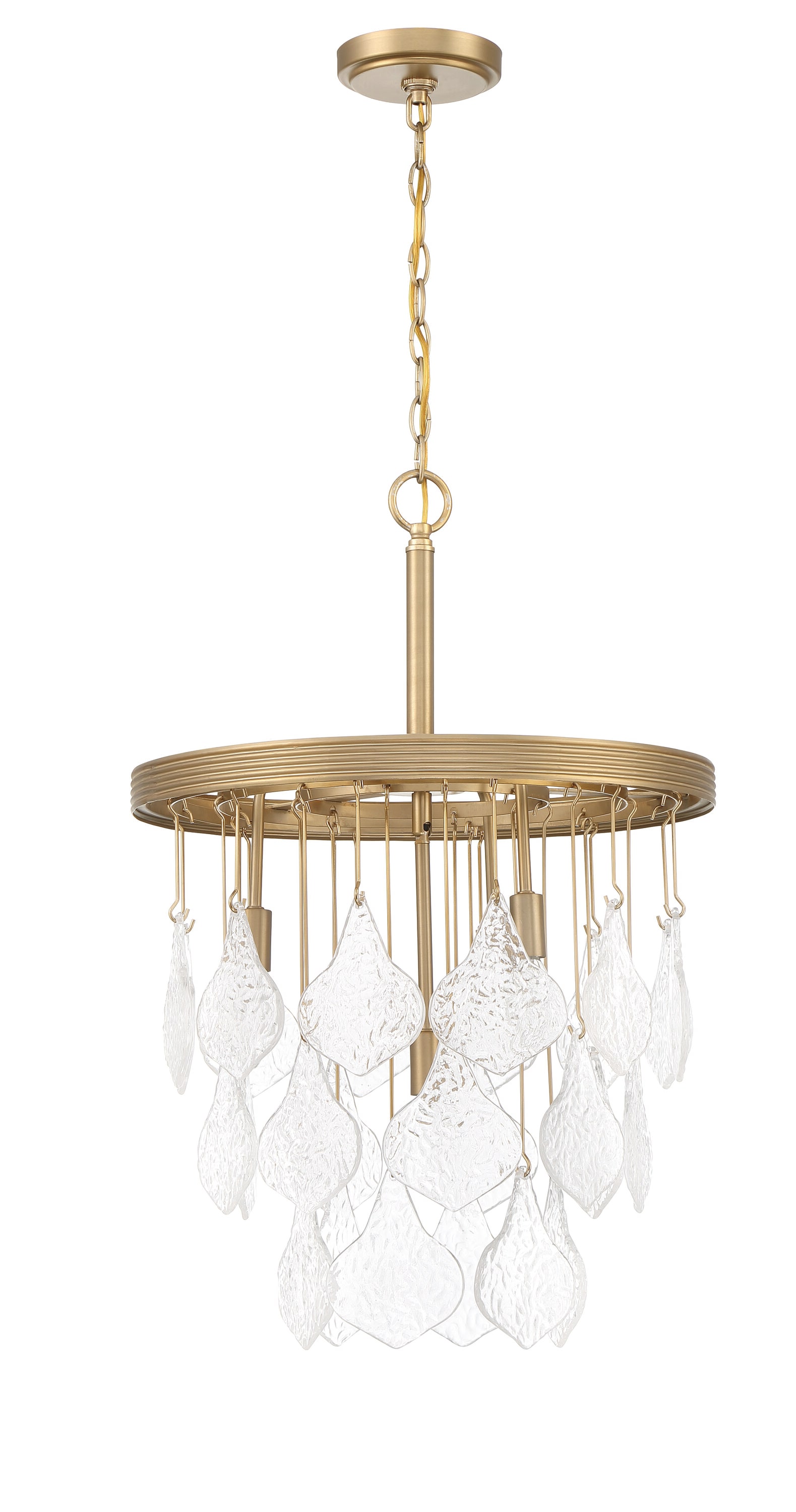 Craftmade P980SB4 Vesi 4 -Light Satin Brass Traditional Clear glass Tiered Medium Hanging Pendant light