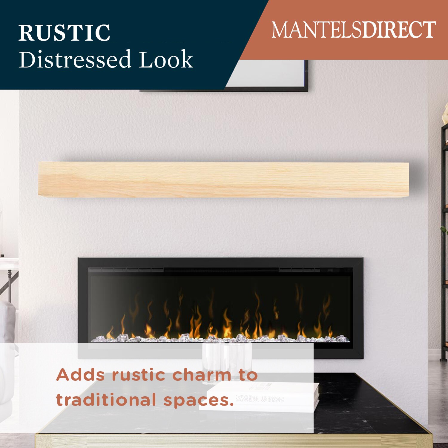 Mantels Direct 72-in W x 4-in H x 8-in D Unfinished Pine Hollow Rustic Fireplace Mantel VAIL-72-UN Sansujyuku sansujyuku.com