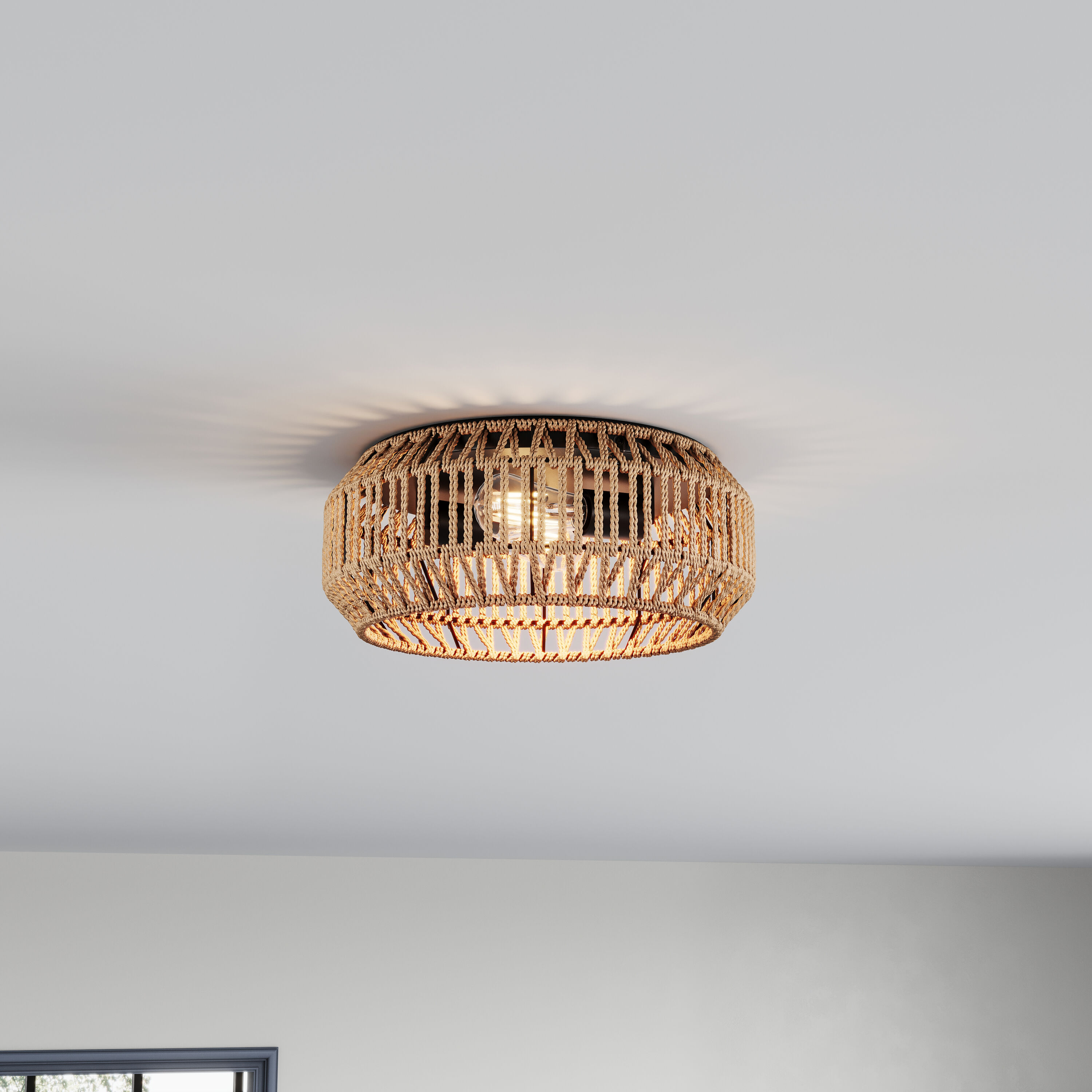 Aiwen C-NW-2372 2 -Light 15.55-in Black Flush Mount Light