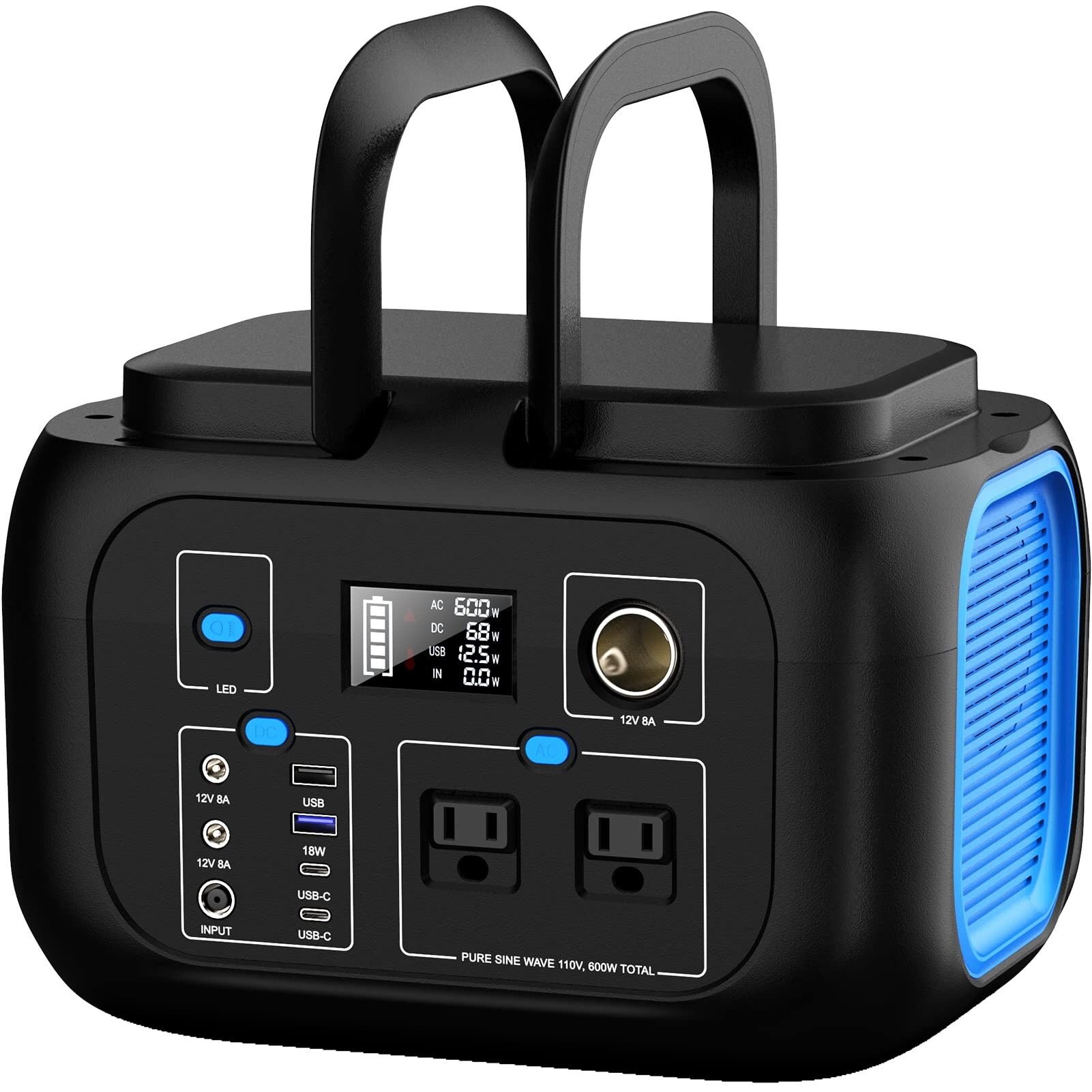 Misopily Portable Power Station 600W 296Wh Solar Generator AC Outlet ...