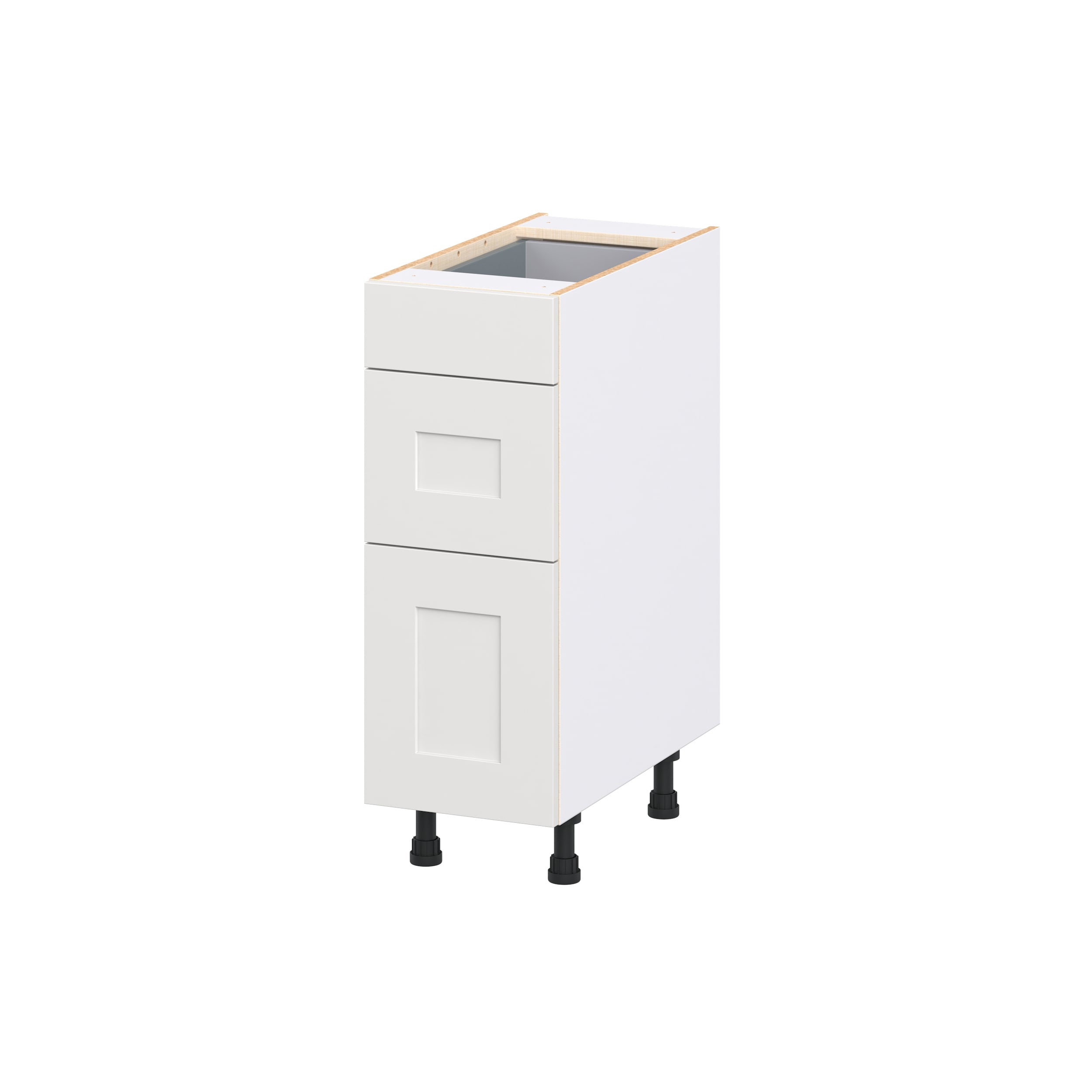 Hugo&Borg DSB3D12-JO Jolie 12-in W x 34.5-in H x 24.5-in D Warm White 3 -Drawers Drawer Base Fully assembled Cabinet Recessed Panel Shaker