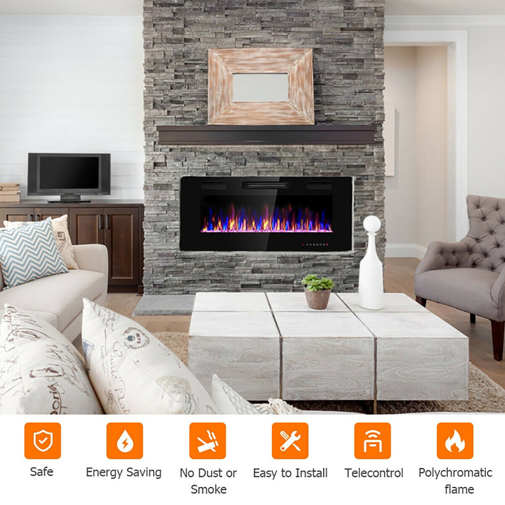 CASAINC WF-CYTVS08-WHI Electric-Fireplaces - View #3