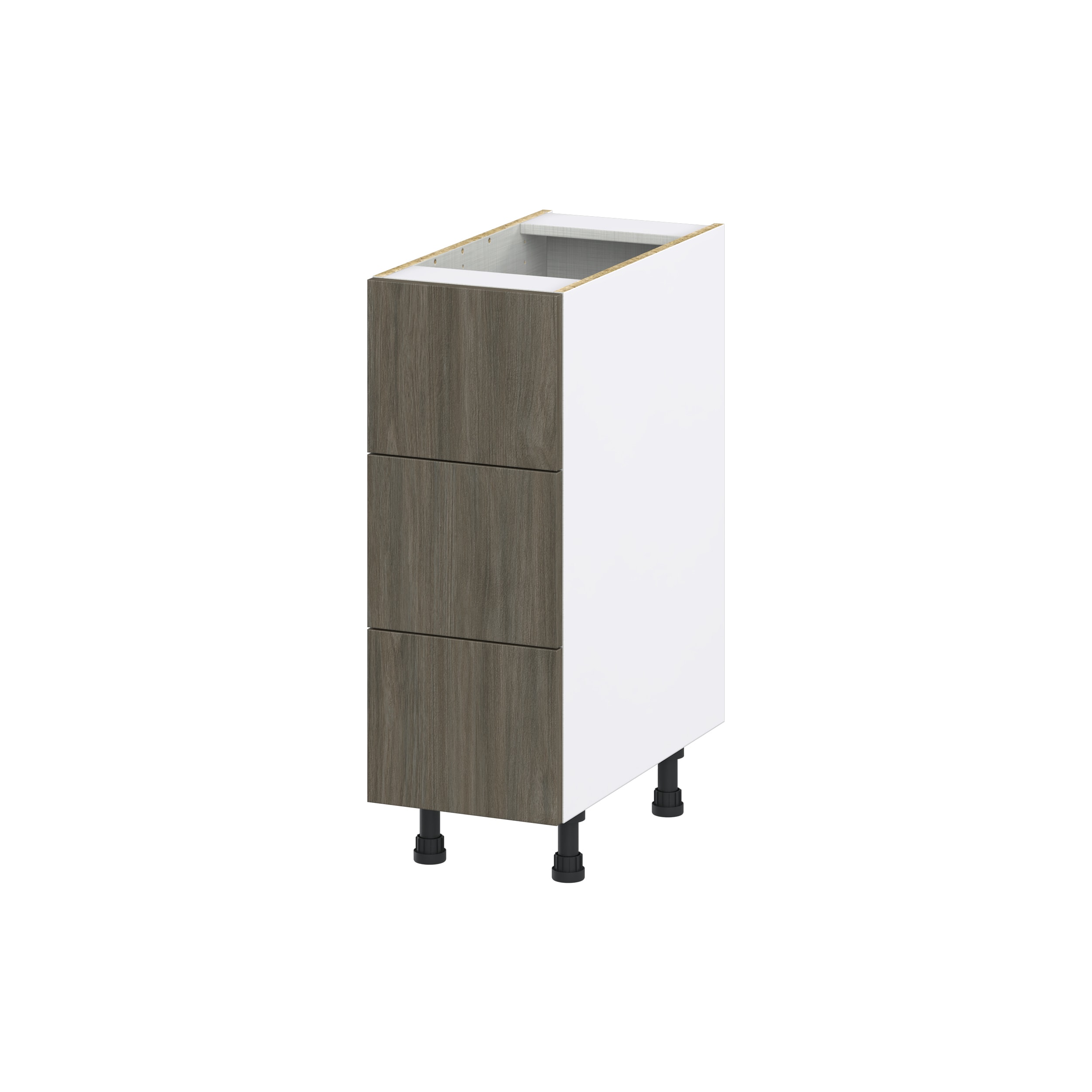 Hugo&Borg Savane 12-in W x 34.5-in H x 21-in D Textmel 3-Drawer Base Fully Assembled Cabinet (Flat Panel Style)