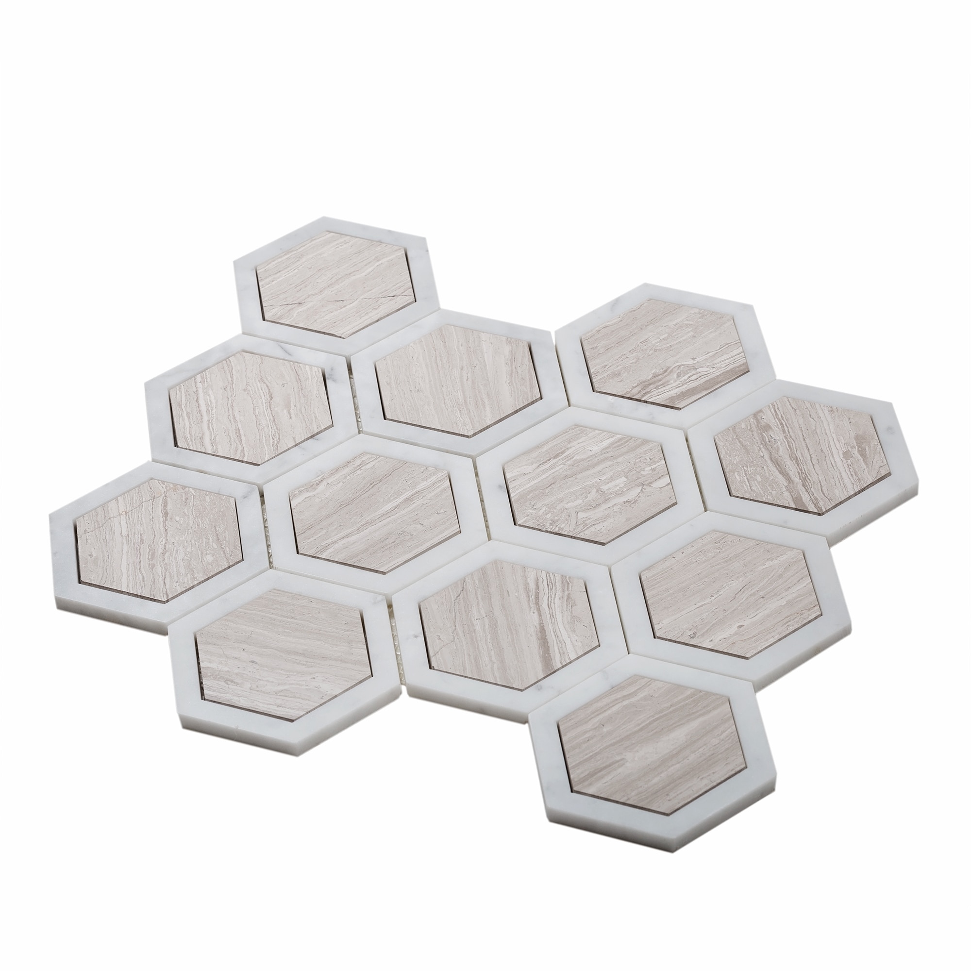 Beige Polished Marble Hexagonal Mosaic Tile for Walls