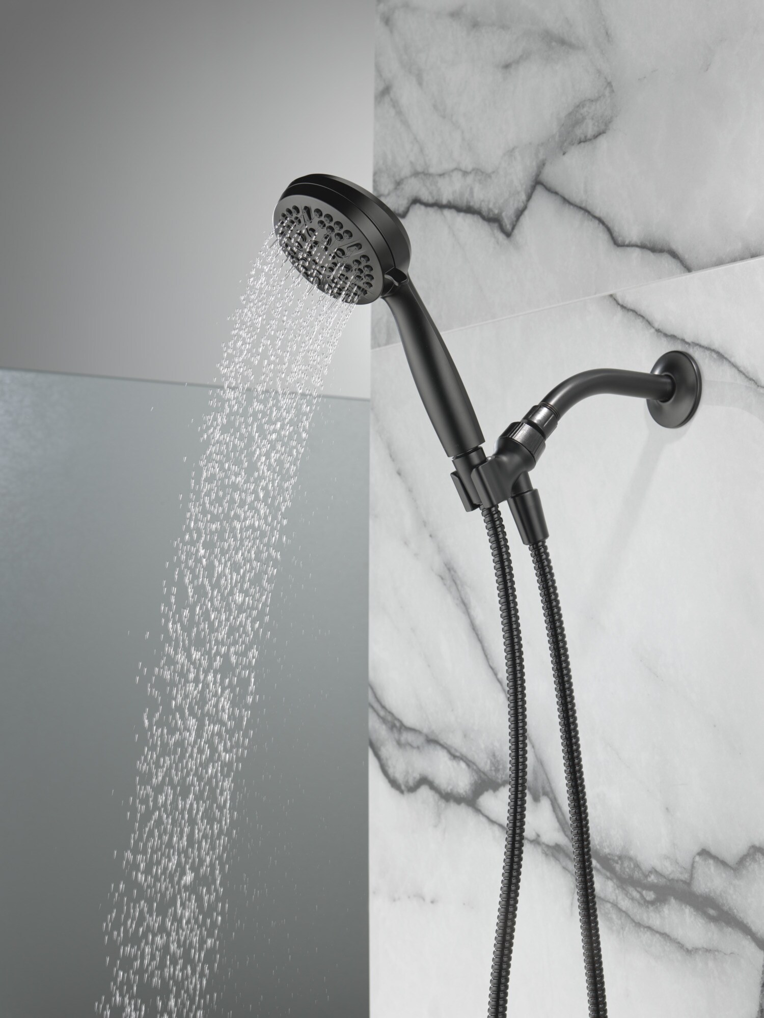 Matte Black Adjustable Handheld Multi-Head Shower System