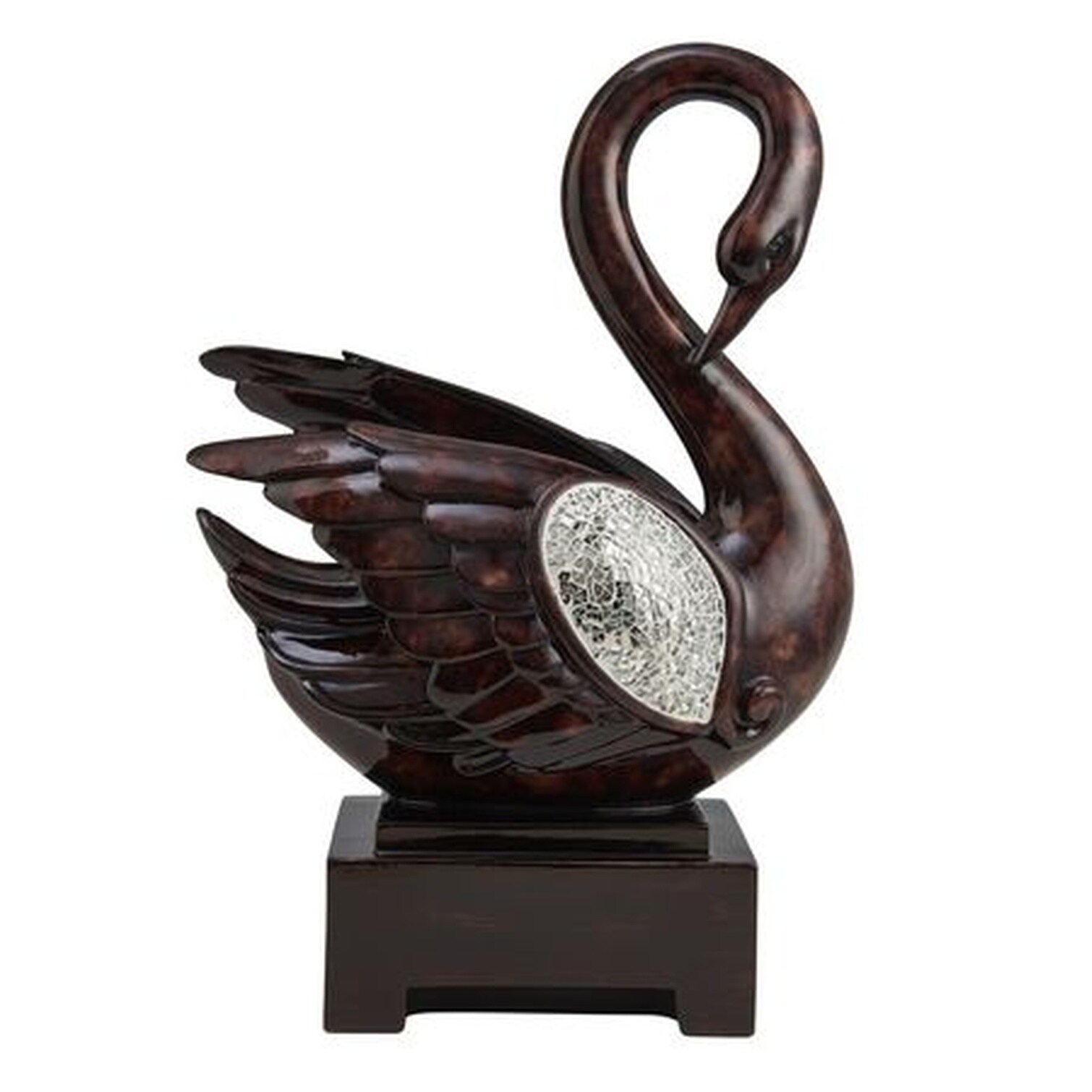 chillscreamni Polyresin and Glass Floral Swan Decor with Crackle Mirror ...