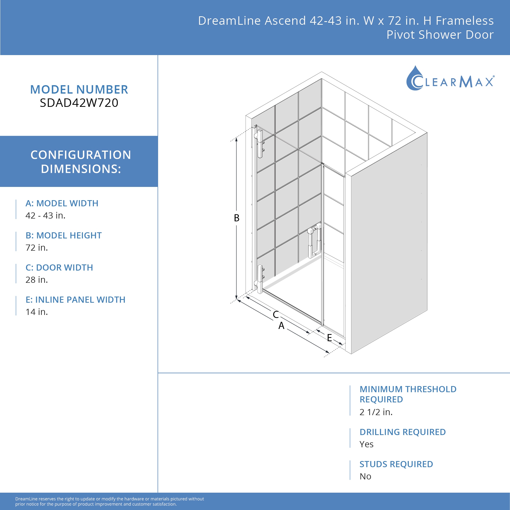 DreamLine SDAD42W720VXX09 Shower-Doors - View #3