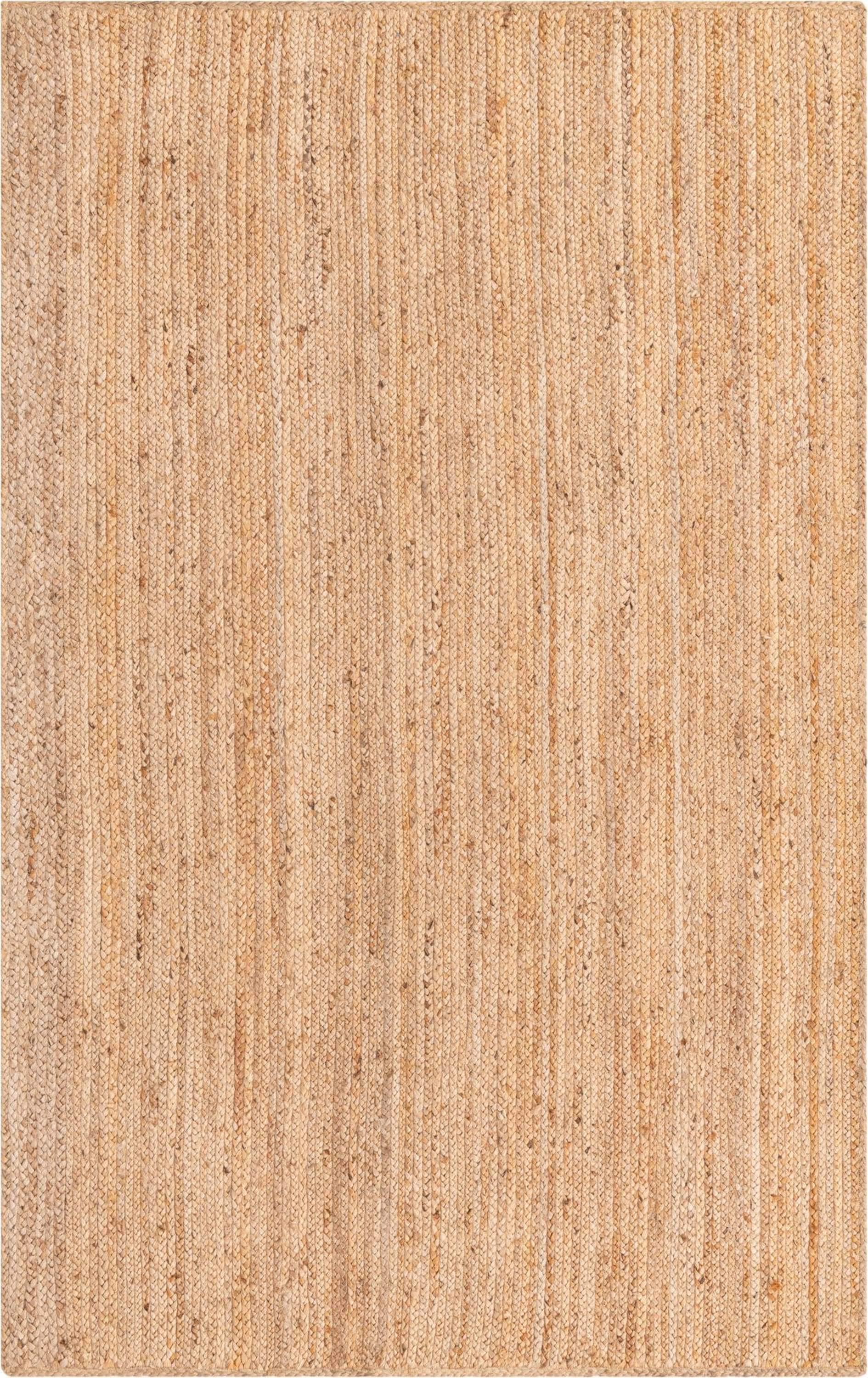 Handmade Braided Jute and Cotton Reversible Area Rug 5' x 8' - Natural Brown