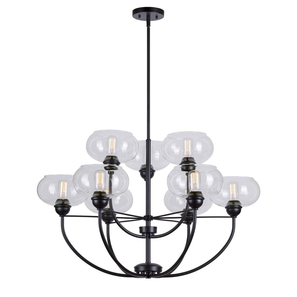 Forte Lighting 2732-09-04 Cameron 9-Light Matte Black Transitional Chandelier