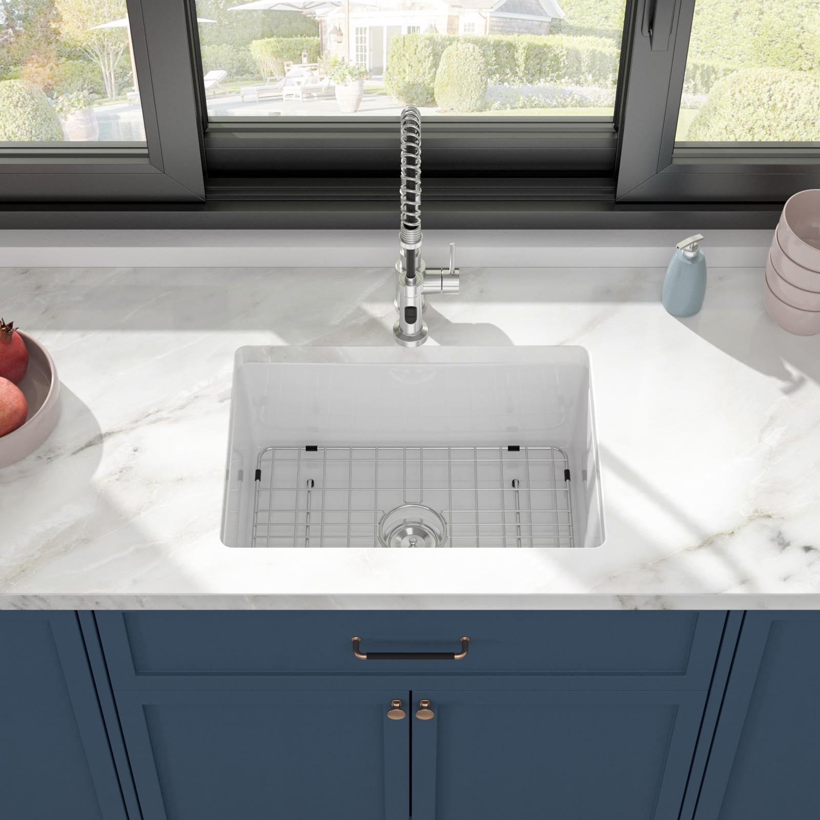 Lordear LD-LAW2418R1 Drop-in or undermount 24-in x 18-in Fireclay Single bowl Kitchen Sink